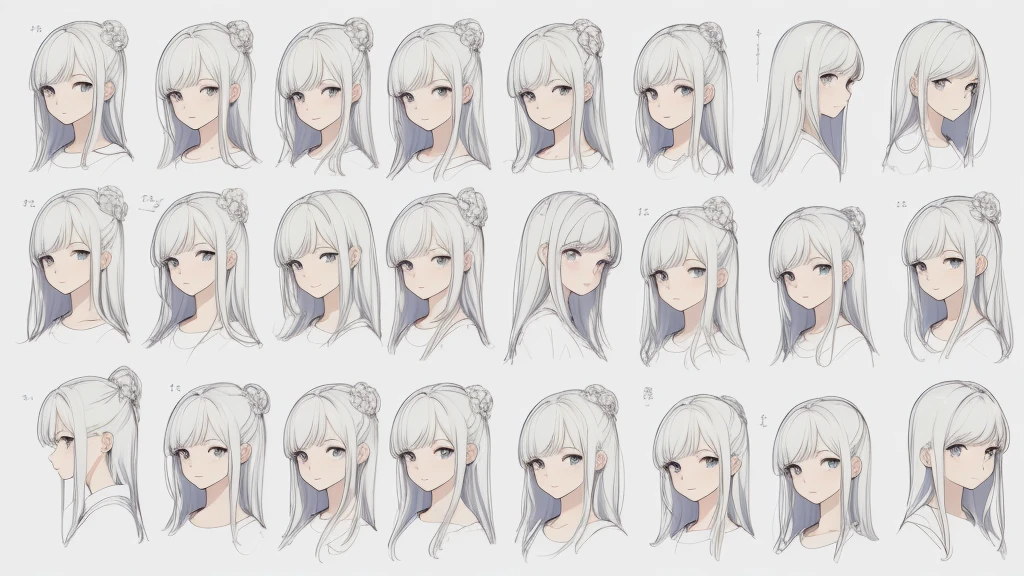 ((Masterpiece)),(((best quality))),(character design sheet, same character, front, side, go back), illustration, 1 girl, Hair color, smooth, Hair style fax, eyes, environment change scene, Hair style fax, Zitai poses, female, Chang Yi shirt, star, Chartern Betalora, (simple go background, white go background: 1.3), --6