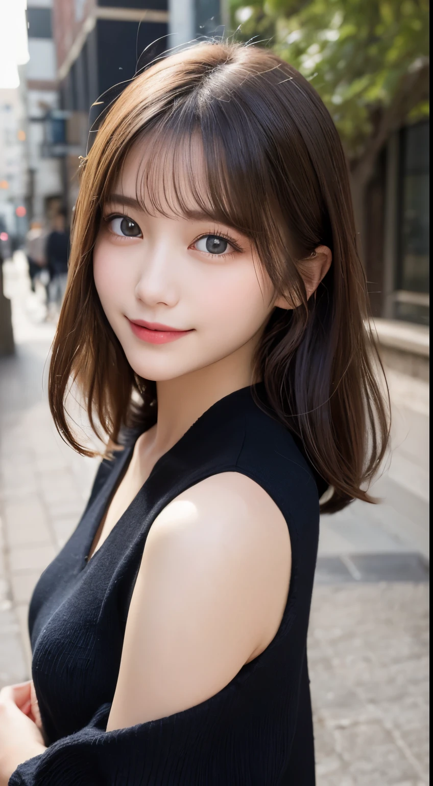 table top, highest quality, shape, Super detailed, finely, High resolution, 8k wallpaper, 完璧なダイナミックな構shape, beautiful and detailed eyes, winter dress,medium hair, small breasts, natural color lip, random sexy pose,smile,big city、20 year old girl、midnight、beautiful and detailed face、perfect and beautiful face,Big eyes、RAW photo、Spread your arms and legs wide apart、Express your best mood with your whole body、beautiful and detailed eyes、small face、beautiful duplex、slim face and style