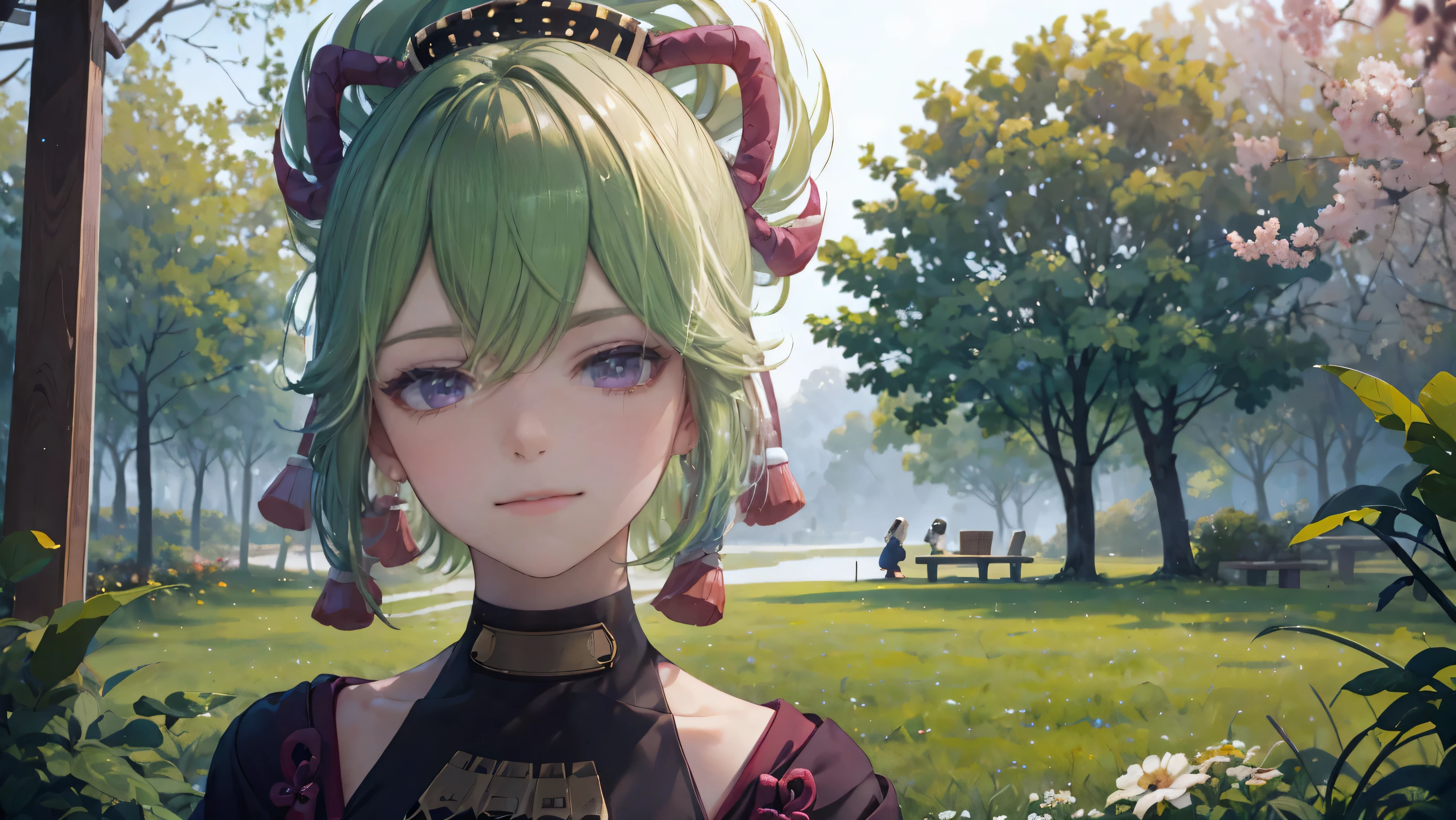 Morning at home、The little elf girl was sitting on a chair eating breakfast..、beautiful woman、รอยsmile、blonde hair、(best quality,8k,height,ผลworkชิ้นเอก:1.2),(realistic,photorealistic,photo-realistic:1.37), Mr.. Eye Color, purple traditional japanese bakery shop,Beautifully detailed eyes,happiness,glowing eyes,smile,บรรยากาศquiet,Traditional Japanese clothing,work(best quality,comprehensive,advert:1.2),bright and warm,sweet and sleepy,complete happiness,smileสดใส,cherry tree,quiet,aroma,dreamlike,bright colors,Delicate lighting,Traditional Japanese tea set,Lively atmosphere, Looking at the audience from the front, พื้นหลังเป็นเมืองญี่ปุ่นเก่าแก่ที่มีcherry tree.,