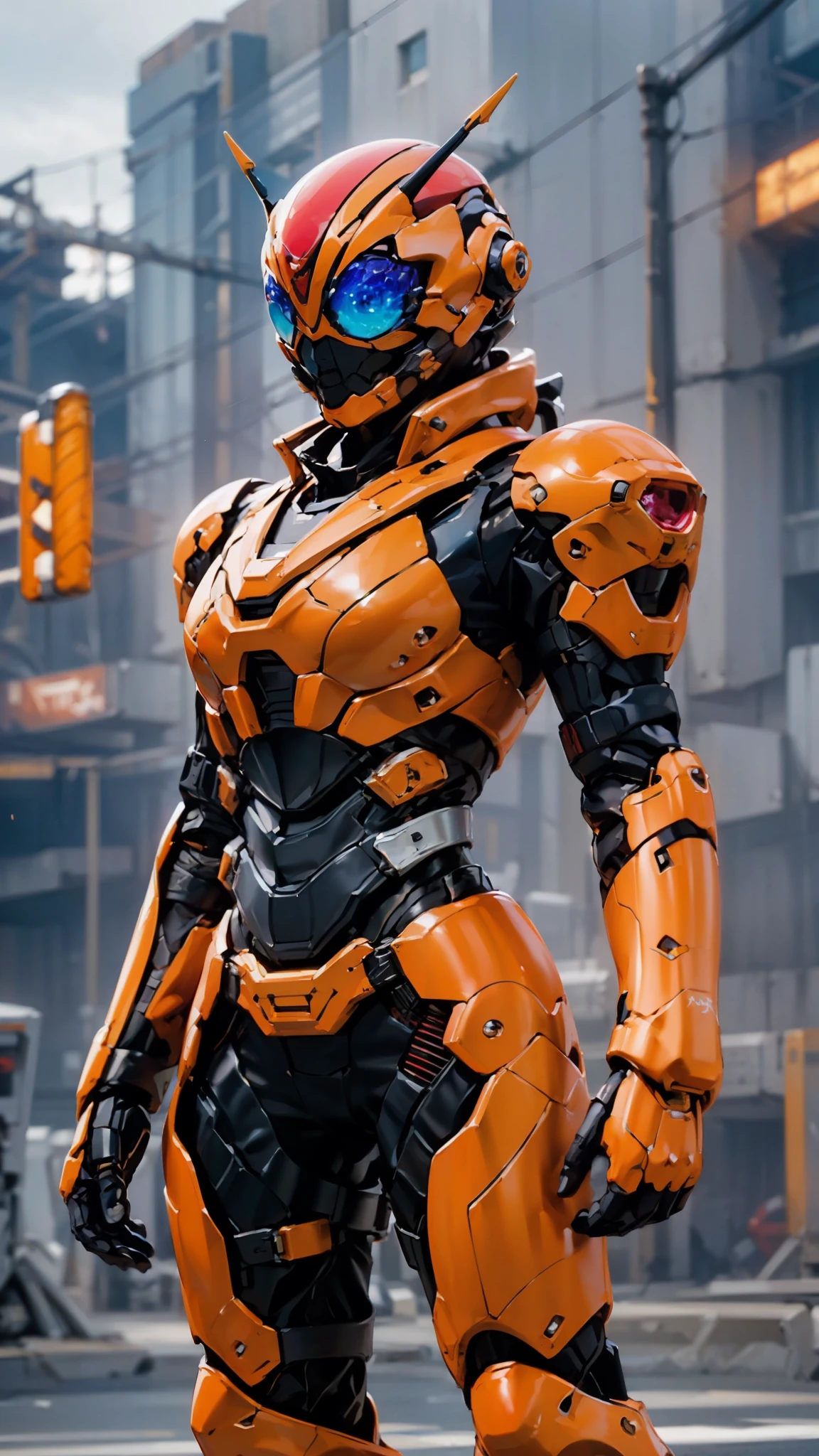 A woman adorned in fantasy-style full-body armor, a crown-concept fully enclosed helmet that unveils only her eyes, a composite layered chest plate, fully encompassing shoulder and hand guards, a lightweight waist armor, form-fitting shin guards, the overall design is heavy-duty yet flexible, (the armor gleams with a golden glow, complemented by red and blue accents), exhibiting a noble aura, she floats above a fantasy-surreal high-tech city, this character embodies a finely crafted fantasy-surreal style armored hero in anime style, exquisite and mature manga art style, (mixture of Queen bee and Spider concept Armor, plasma), ((Element, elegant, goddess, femminine:1.5)), metallic, high definition, best quality, highres, ultra-detailed, ultra-fine painting, extremely delicate, professional, anatomically correct, symmetrical face, extremely detailed eyes and face, high quality eyes, creativity, RAW photo, UHD, 32k, Natural light, cinematic lighting, masterpiece-anatomy-perfect, masterpiece:1.5