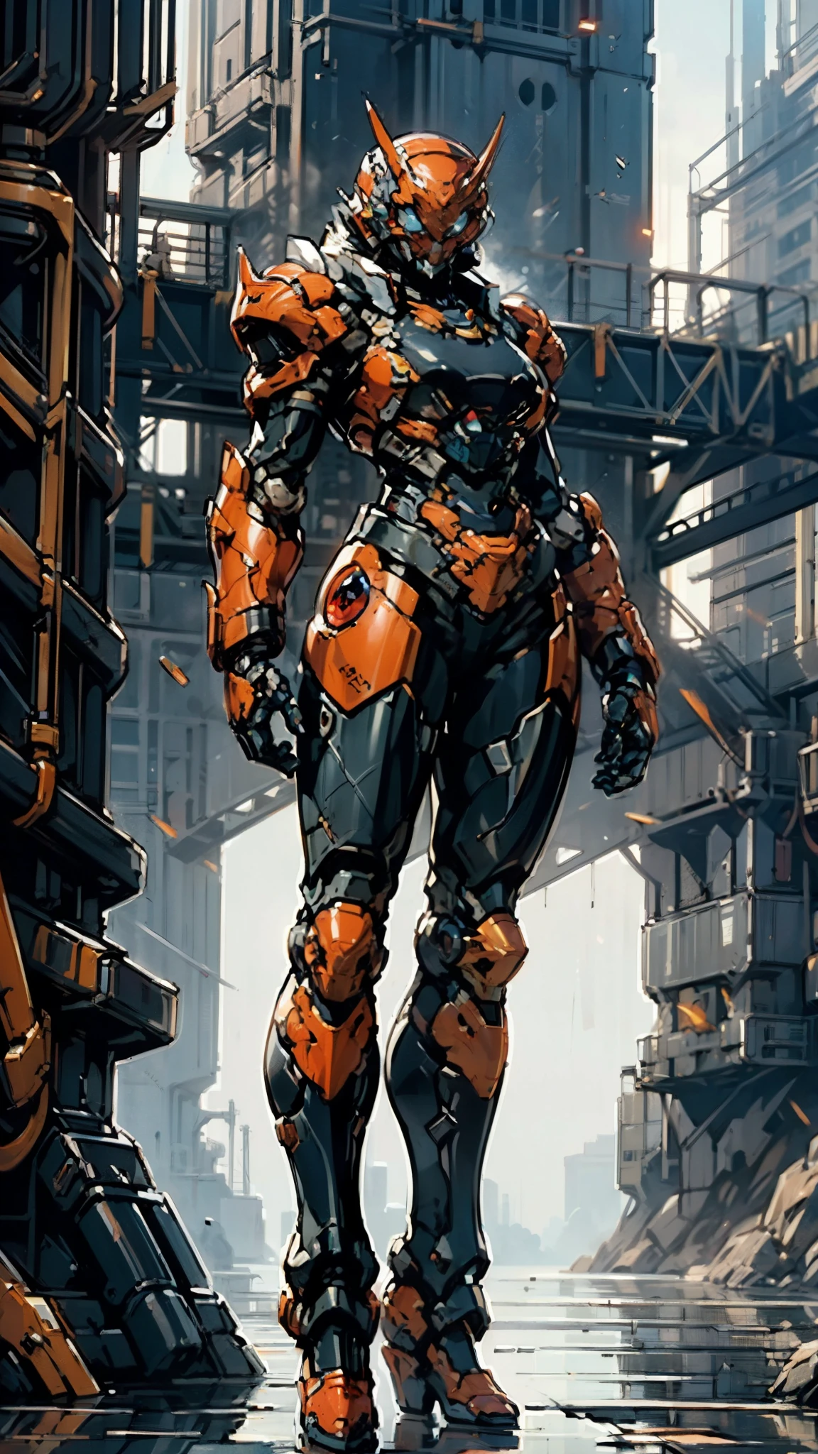 A woman adorned in fantasy-style full-body armor, a crown-concept fully enclosed helmet that unveils only her eyes, a composite layered chest plate, fully encompassing shoulder and hand guards, a lightweight waist armor, form-fitting shin guards, the overall design is heavy-duty yet flexible, (the armor gleams with a golden glow, complemented by red and blue accents), exhibiting a noble aura, she floats above a fantasy-surreal high-tech city, this character embodies a finely crafted fantasy-surreal style armored hero in anime style, exquisite and mature manga art style, (mixture of Queen bee and Spider concept Armor, plasma), ((Element, elegant, goddess, femminine:1.5)), metallic, high definition, best quality, highres, ultra-detailed, ultra-fine painting, extremely delicate, professional, anatomically correct, symmetrical face, extremely detailed eyes and face, high quality eyes, creativity, RAW photo, UHD, 32k, Natural light, cinematic lighting, masterpiece-anatomy-perfect, masterpiece:1.5