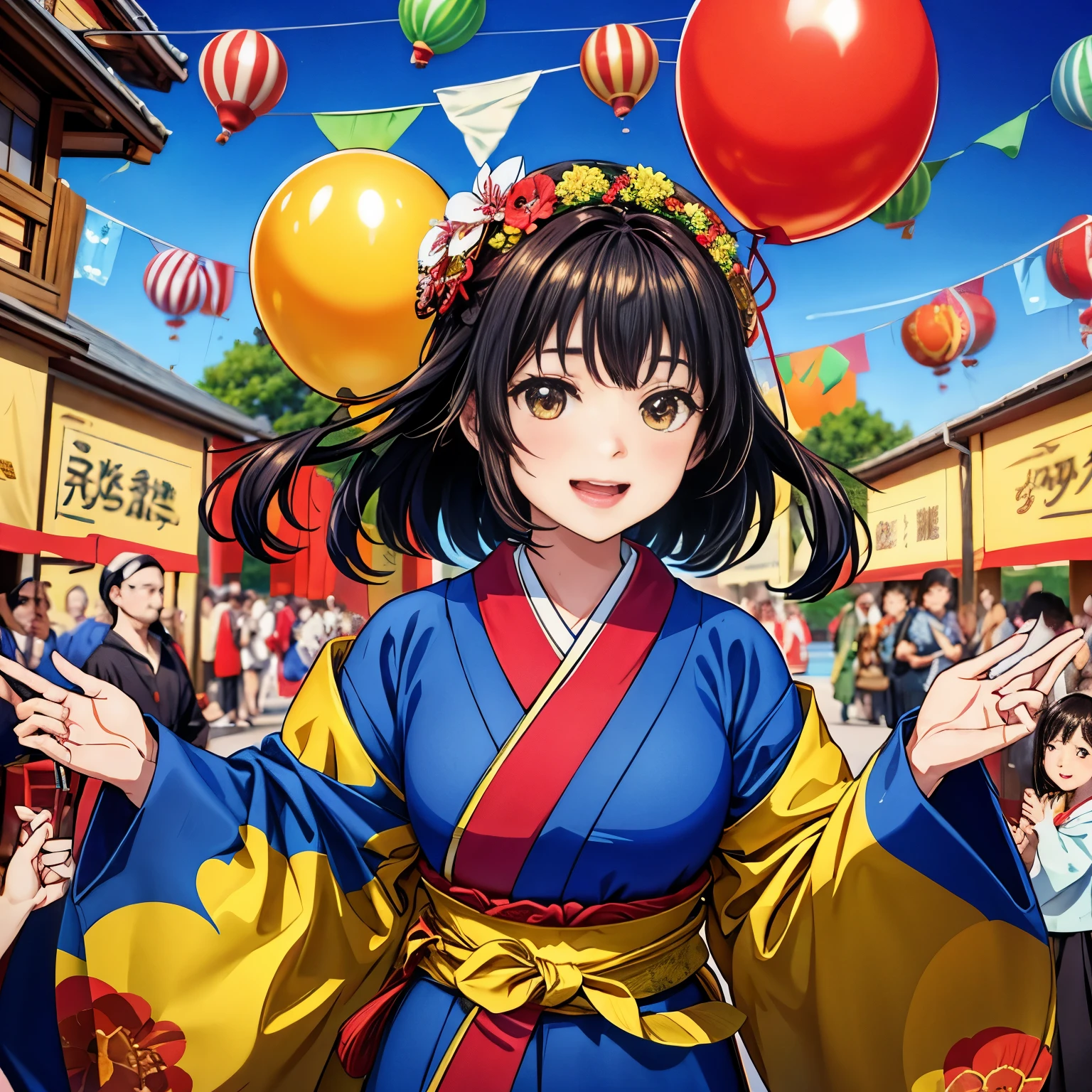 girl in the edo period,Delighted,Festivals,balloon,celebration