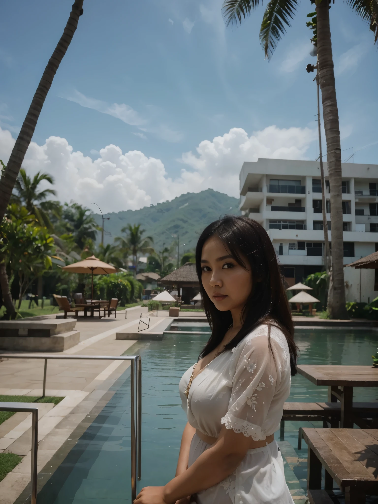 Plump woman. Indonesia woman. Beauty mature