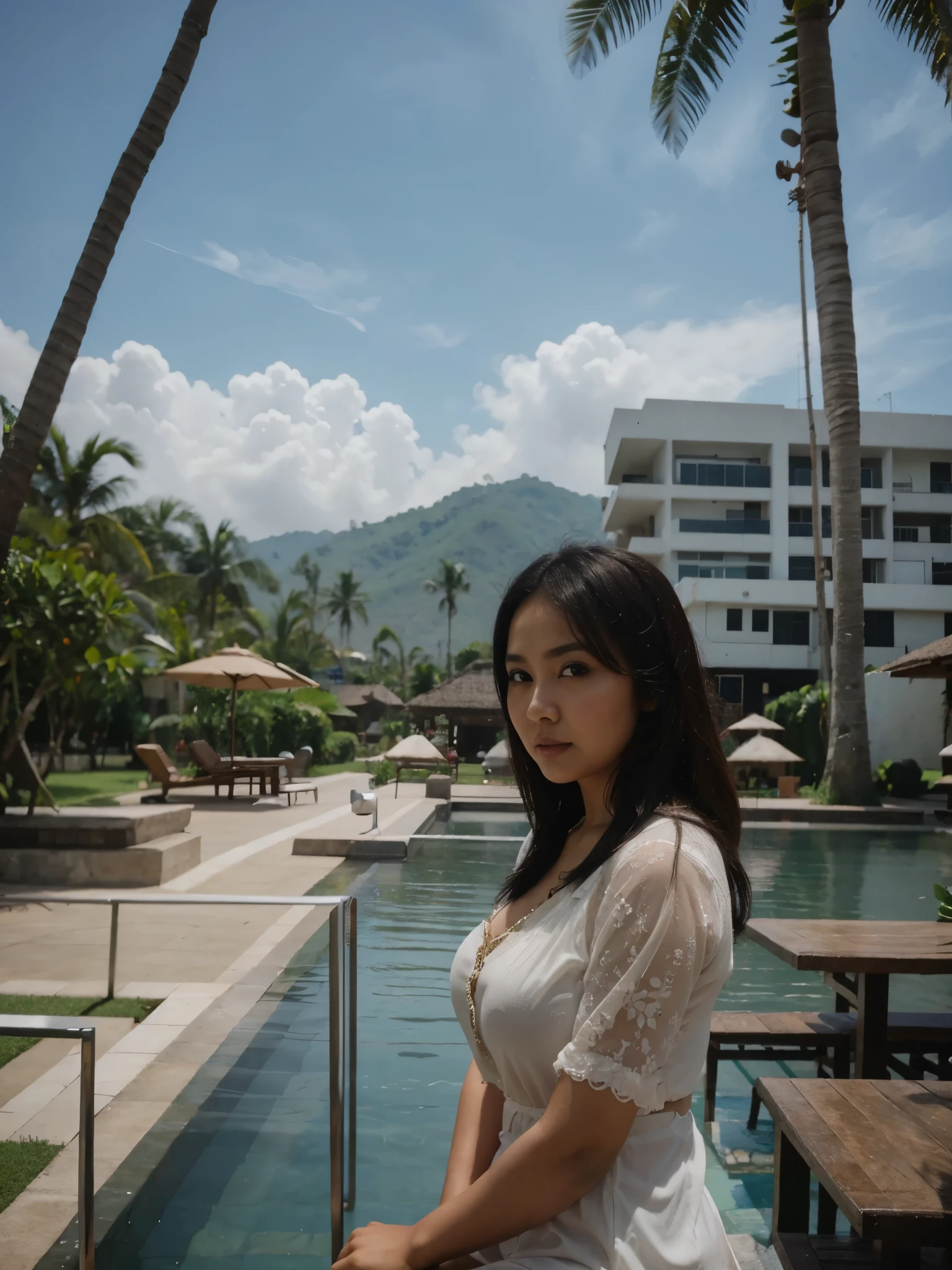 Plump woman. Indonesia woman. Beauty mature