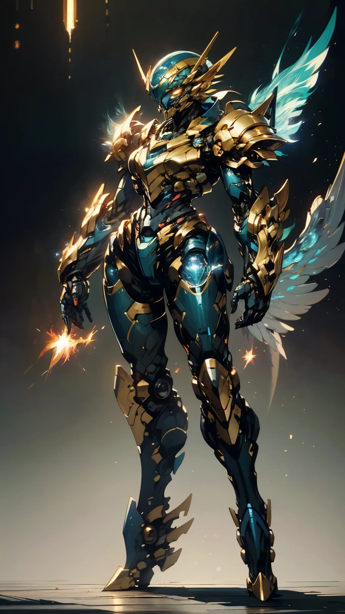 A woman adorned in fantasy-style full-body armor, a crown-concept fully enclosed helmet that unveils only her eyes, a composite layered chest plate, fully encompassing shoulder and hand guards, a lightweight waist armor, form-fitting shin guards, the overall design is heavy-duty yet flexible, (the armor gleams with a golden glow, complemented by red and blue accents), exhibiting a noble aura, she floats above a fantasy-surreal high-tech city, this character embodies a finely crafted fantasy-surreal style armored hero in anime style, exquisite and mature manga art style, (mixture of Queen bee and Spider concept Armor, plasma), ((Element, elegant, goddess, femminine:1.5)), metallic, high definition, best quality, highres, ultra-detailed, ultra-fine painting, extremely delicate, professional, anatomically correct, symmetrical face, extremely detailed eyes and face, high quality eyes, creativity, RAW photo, UHD, 32k, Natural light, cinematic lighting, masterpiece-anatomy-perfect, masterpiece:1.5