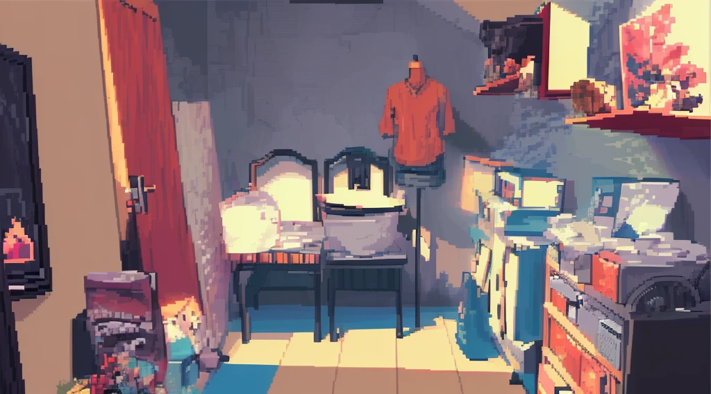 masterpiece, room, pixelated art, pixelated background art