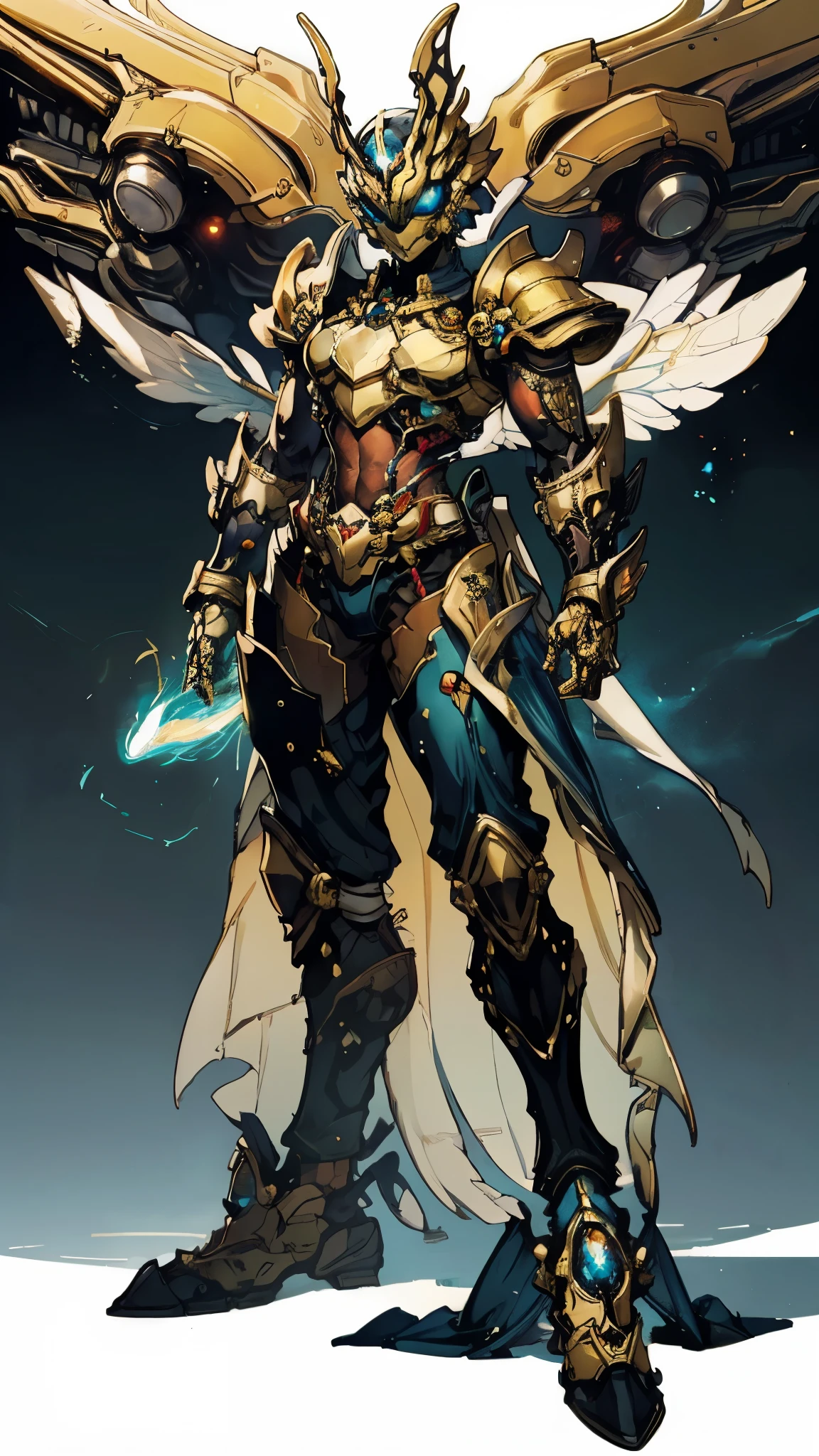 A woman adorned in fantasy-style full-body armor, a crown-concept fully enclosed helmet that unveils only her eyes, a composite layered chest plate, fully encompassing shoulder and hand guards, a lightweight waist armor, form-fitting shin guards, the overall design is heavy-duty yet flexible, (the armor gleams with a golden glow, complemented by red and blue accents), exhibiting a noble aura, she floats above a fantasy-surreal high-tech city, this character embodies a finely crafted fantasy-surreal style armored hero in anime style, exquisite and mature manga art style, (mixture of Queen bee and Spider concept Armor, plasma), ((Element, elegant, goddess, femminine:1.5)), metallic, high definition, best quality, highres, ultra-detailed, ultra-fine painting, extremely delicate, professional, anatomically correct, symmetrical face, extremely detailed eyes and face, high quality eyes, creativity, RAW photo, UHD, 32k, Natural light, cinematic lighting, masterpiece-anatomy-perfect, masterpiece:1.5