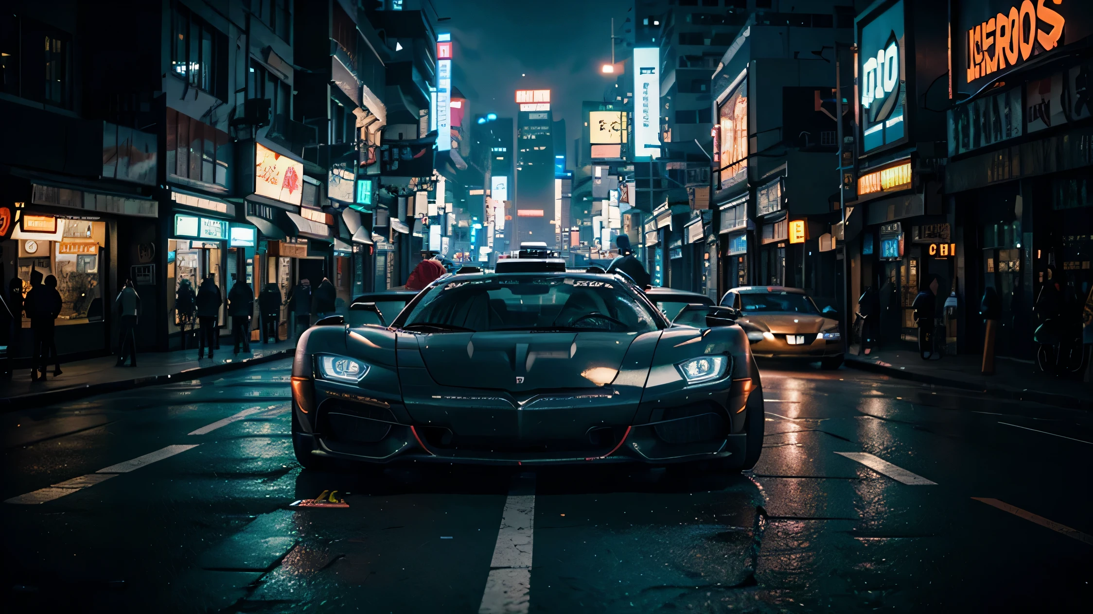 cyberpunk, Machine, Future battle in the big city, neon lighting