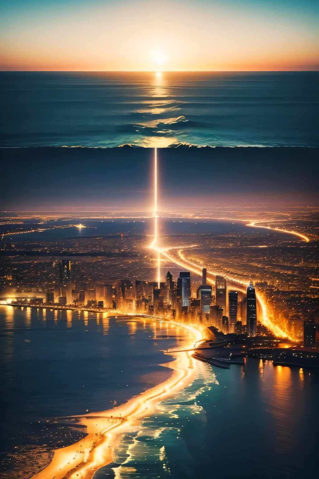 The horizon seen from the sea is a city of golden light, Seeking asylum from the past、Providing a free hometown to everyone who knows it、Golden Bronze Utopia SF Paradise City. but, Few people know about the City of Lights, And you can tell that from the song..