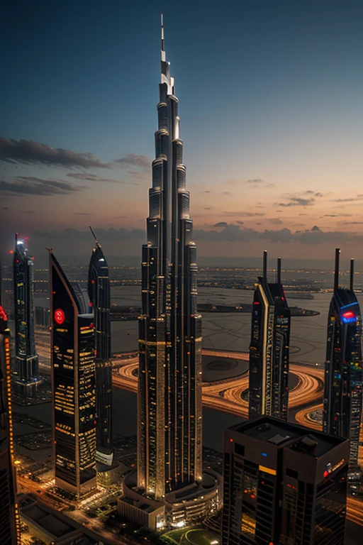 Night view of Alifa Tower in Dubai