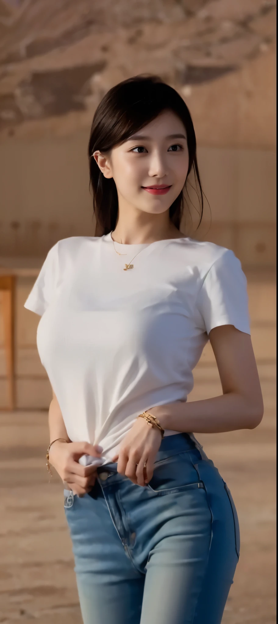 (Ultra Realistic), (Illustration), (Increased Resolution), (8K), (Extremely Detailed), (Best Illustration), (Beautiful and Detailed Eyes), (Best Quality), (Ultra Detailed), (Masterpiece ), ( wallpaper), (detailed face), solo, 1 girl, looking at viewer, fine detail, detailed face, in the dark, deep shadows, low key, pureerosfaceace_v1, (smiling:1.4), bust, bathrobe, bath, water Traces, drenched, see through, ((camel toe)), long legs, thin waist, buttocks, ultra-fine makeup, ultra-fine clothing material, (pure white t-shirt:1.8), golden ratio, full composition,