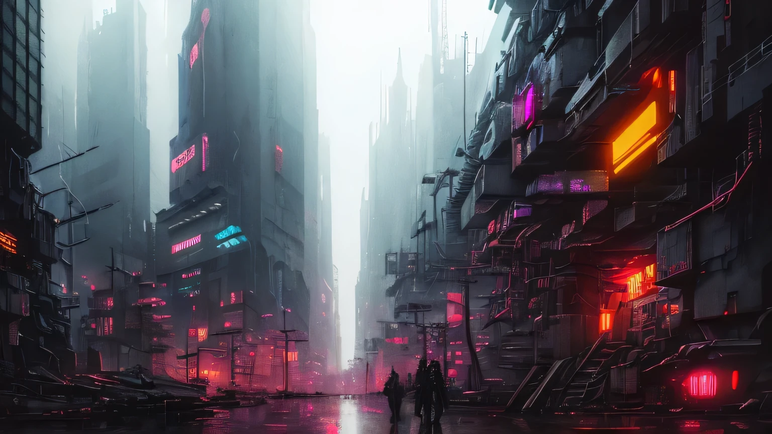 dark cityscape, hopeless cityscape, dystopian modern cyberpunk cityscape, (Dark cyberpunk), very detailed art, very detailed background