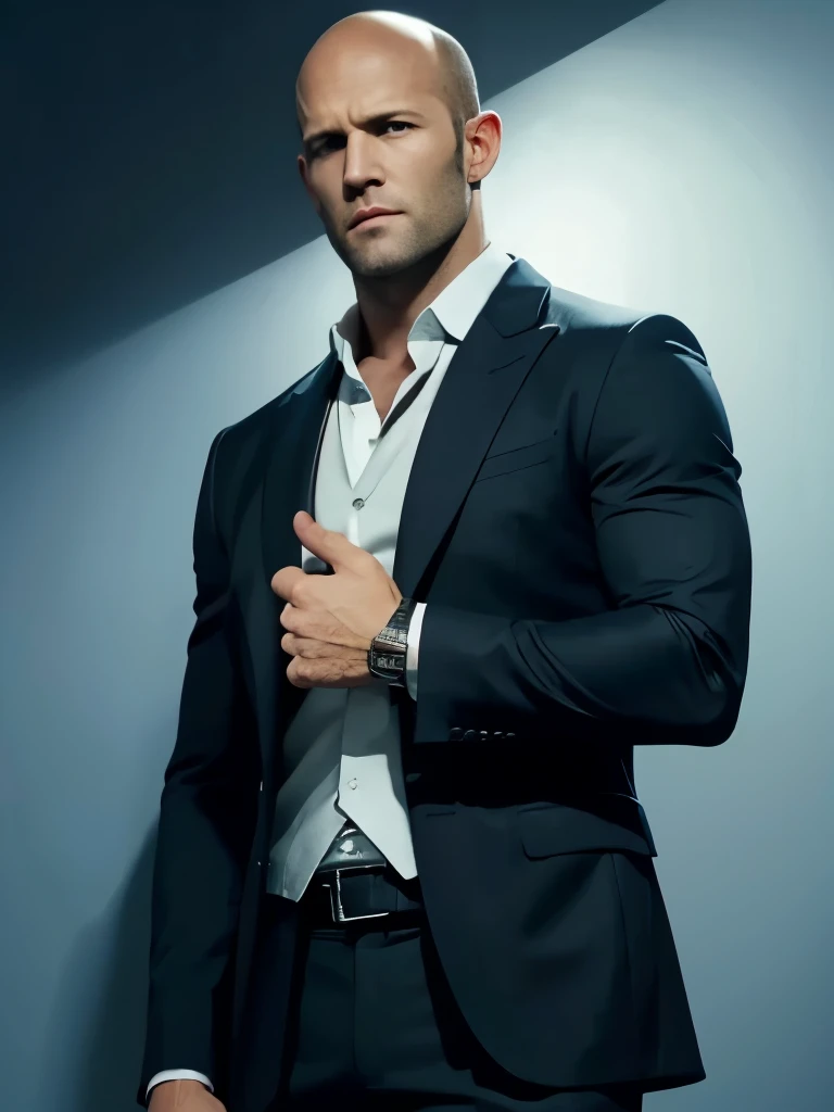 best quality, masterpiece, high resolution, Jason Statham，Suit，Detailed face，vivid eyes