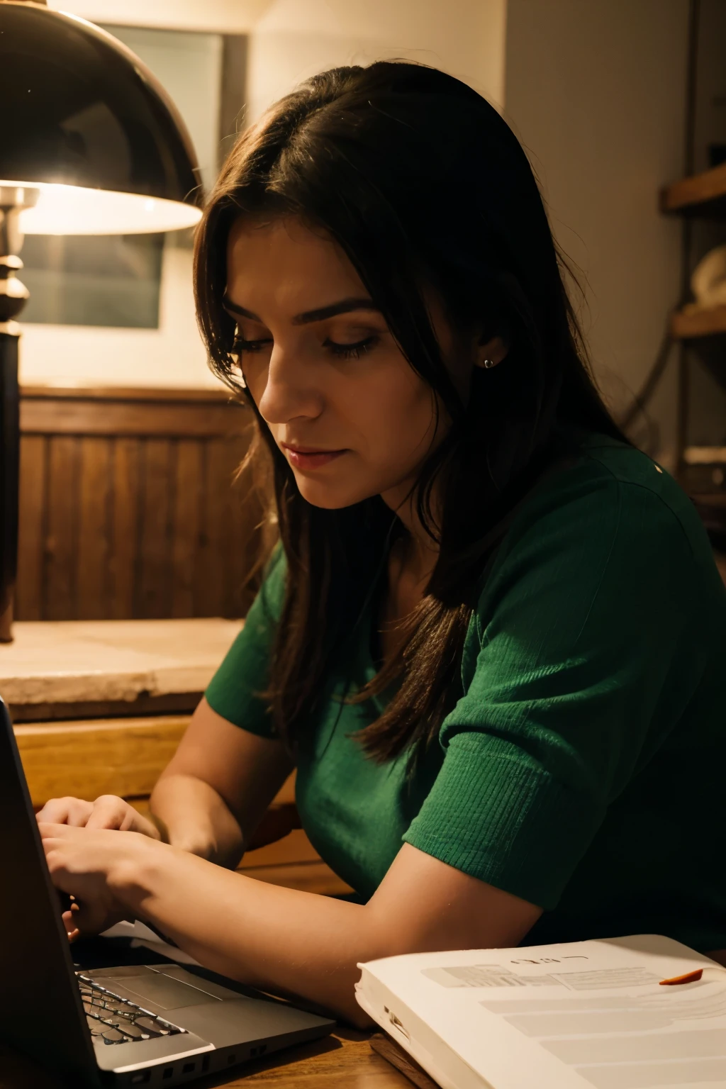 italian business owner, detailed sad expression closing a laptop, dramatic lighting, focus on details, best quality, 4k, masterpiece, vivid colors.
