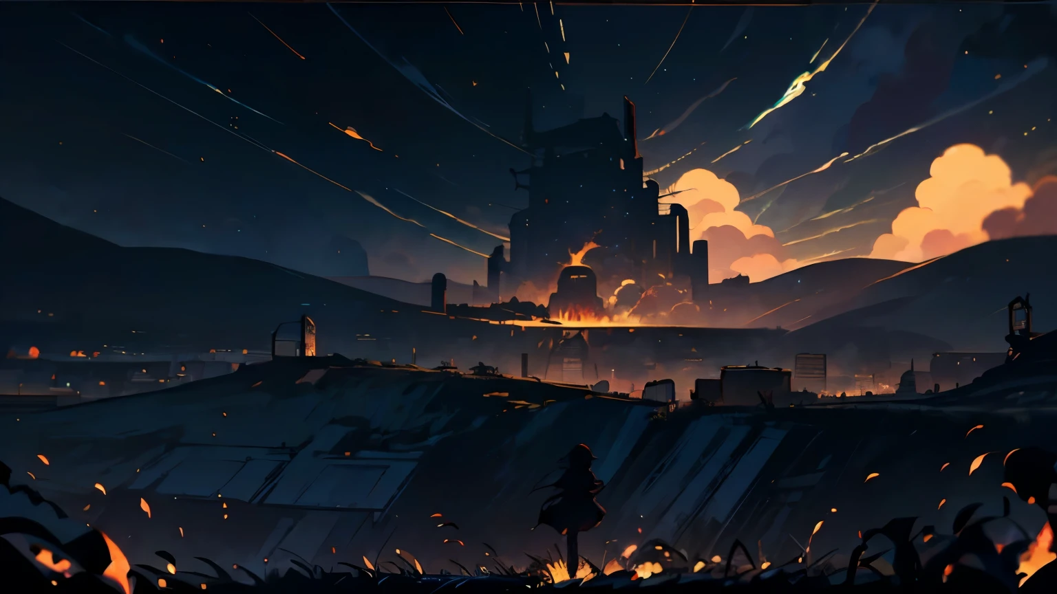Marvel all characters, high definition, high resolution 8k, aspect ratio 3:1 panoramic, behind destroyed city and explosion in high definition