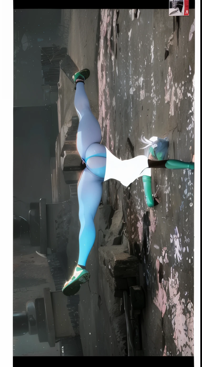 Sf6 Chunli white compression shirt blue leggings wet clothes raining sweaty leggings naked butadiene nike booty spinnin bird kick