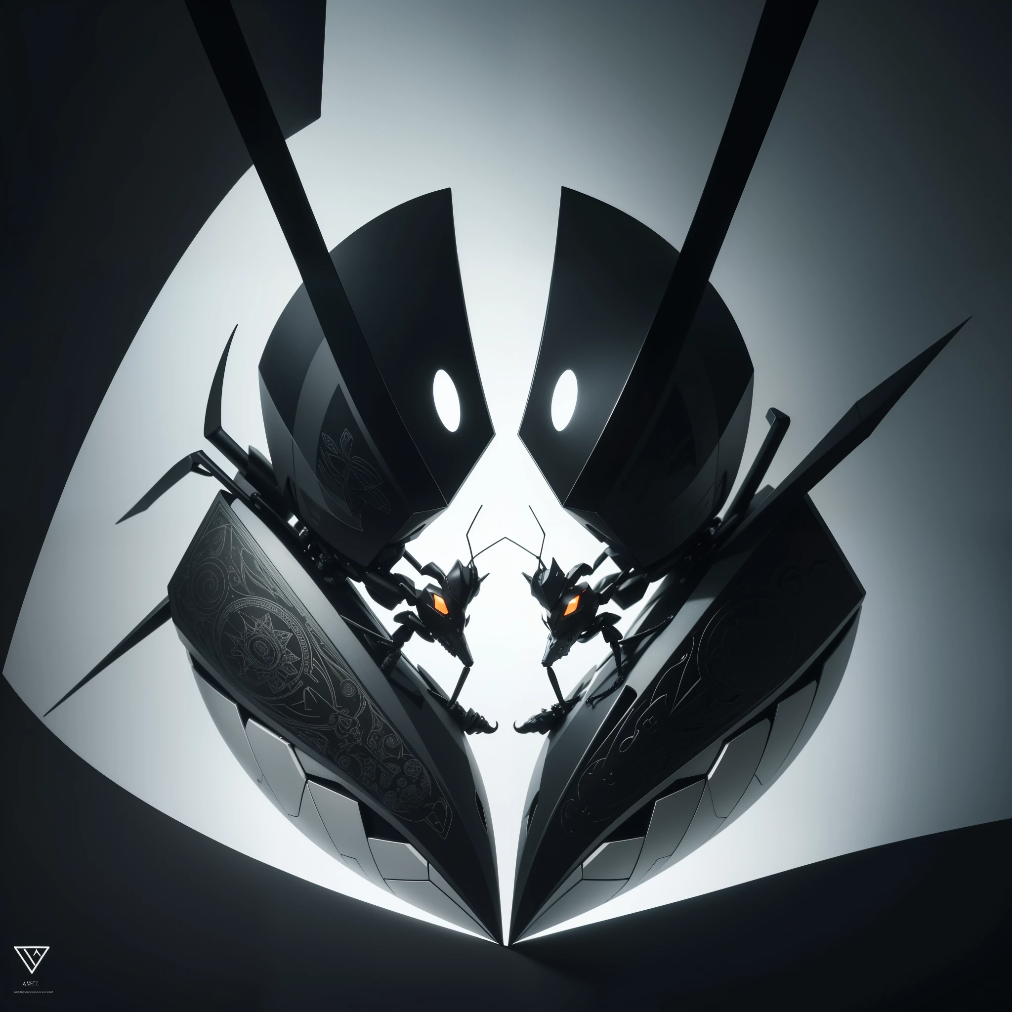 A captivating logotype design of an ant, crafted in a minimalist style, reminiscent of modern heraldry, by Yulia Sanshina, Victor Mosquera, Anagleyefx; set against a monochromatic backdrop, evoking a sense of symmetry and order; intricate details and textures bring the ant to life, creating an animated and lively effect; sharp lines and clean shapes highlight the geometric precision and precision of the design; vector-based, allowing for easy scalability and adaptability to various media; art communities such as Behance, Dribbble, and Behance showcase a variety of stunning interpretations; detailed, high-definition rendering