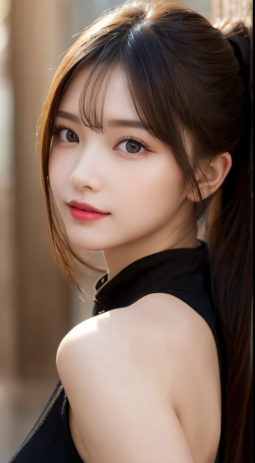 table top, highest quality, shape, Super detailed, finely, High resolution, 8k wallpaper, 完璧なダイナミックな構shape, beautiful and detailed eyes, medium hair, small breasts, natural color lip, random sexy pose,smile,20 year old girl、midnight、beautiful and detailed face、perfect and beautiful face,Big eyes、RAW photo、Expressing feminine poses with your whole body、beautiful and detailed eyes、small face、beautiful duplex、slim face and style,luxury brand mink coat(inside:black winter dress)、beautiful golden ratio face,twin ponytail hair