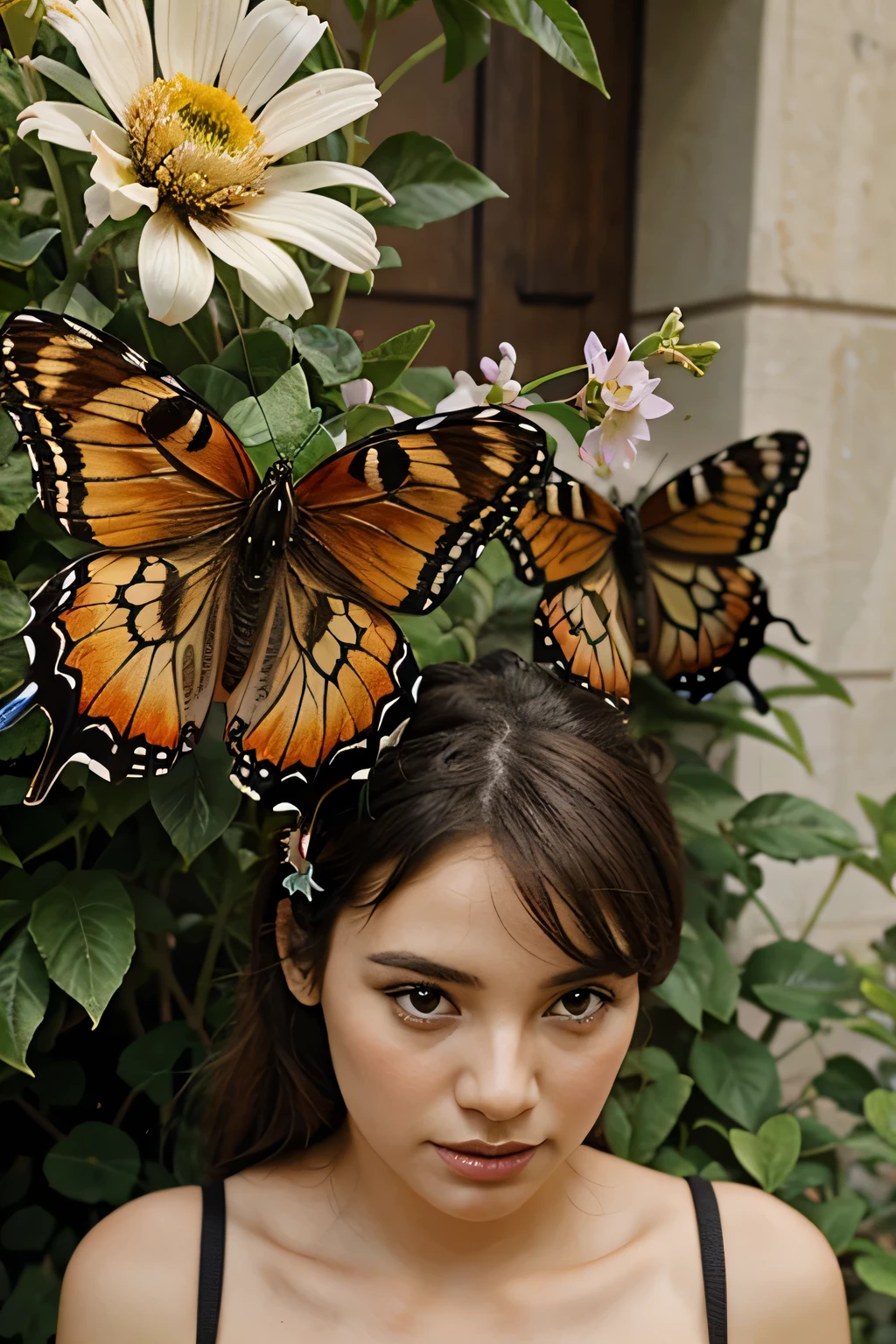 Black butterfly with plen backgroung