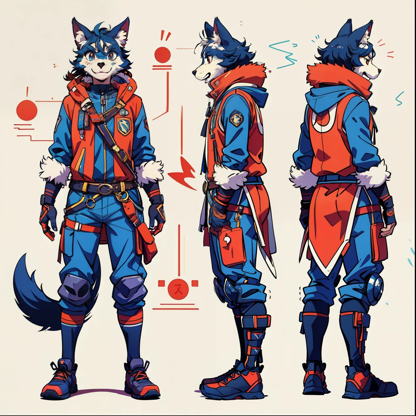 furry, Farson, anthro, character design sheet, highest quality, furry hands、"Sports volunteer Kansai image character、Generate sports angels with AI。Wearing a costume based on sky blue、Has an energetic and elegant appearance。Always smile and radiate positive energy、Strike a pose that symbolizes the spirit of cooperation。Also、Incorporates poses and accessories that give a sense of the future.、Invigorating the community through sports、We are a presence that creates smiles and growth.。By AI、Generate the specific appearance and characteristics of Sports Angel in detail.。"