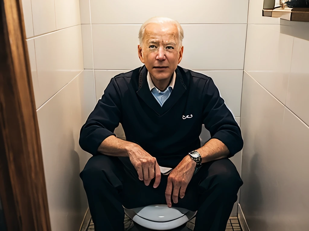 best quality, masterpiece, high resolution,Biden,In the toilet