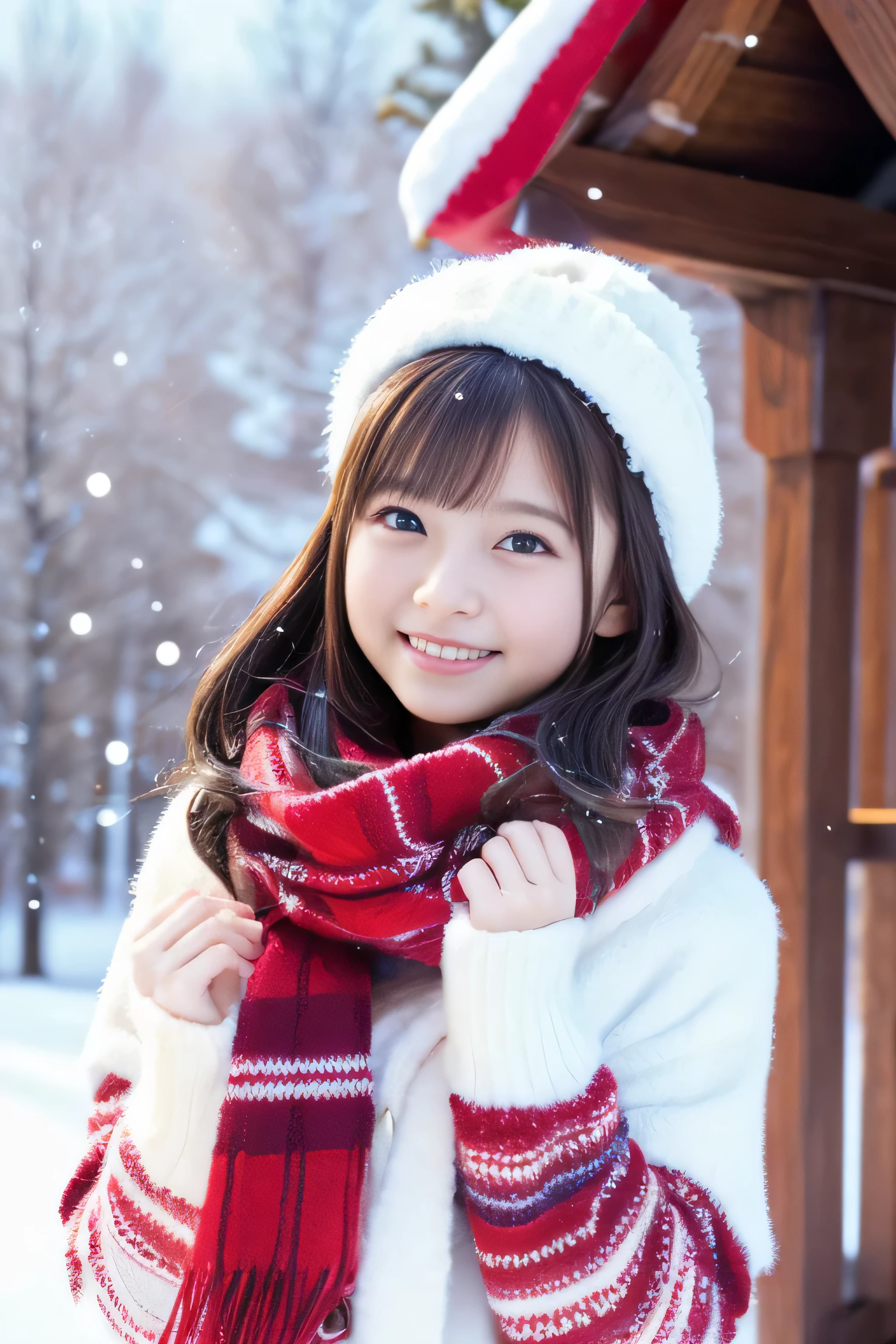 (highest qualthaty,realistic,High resolution),1 girl,thin and beautiful eyes,thick and beautiful lips,smile,laughter,cute,Happy,enjoying,winter,Joyful,Excthated,dazzling light,crew,cozy atmosphere,magic moment,Twinkle Star,that&#39;that&#39;It&#39;s snowing,ground covered wthath soft snow,colorful holiday decorations,red and whthate colors,elegant dress,fluffy scarf,Happy memories,愛とlaughter、12 year old girl、heart shaped gift box、baby face、Childish、looking at camera、Completely naked,Full body Esbian,NSFW, snowy cthaty、