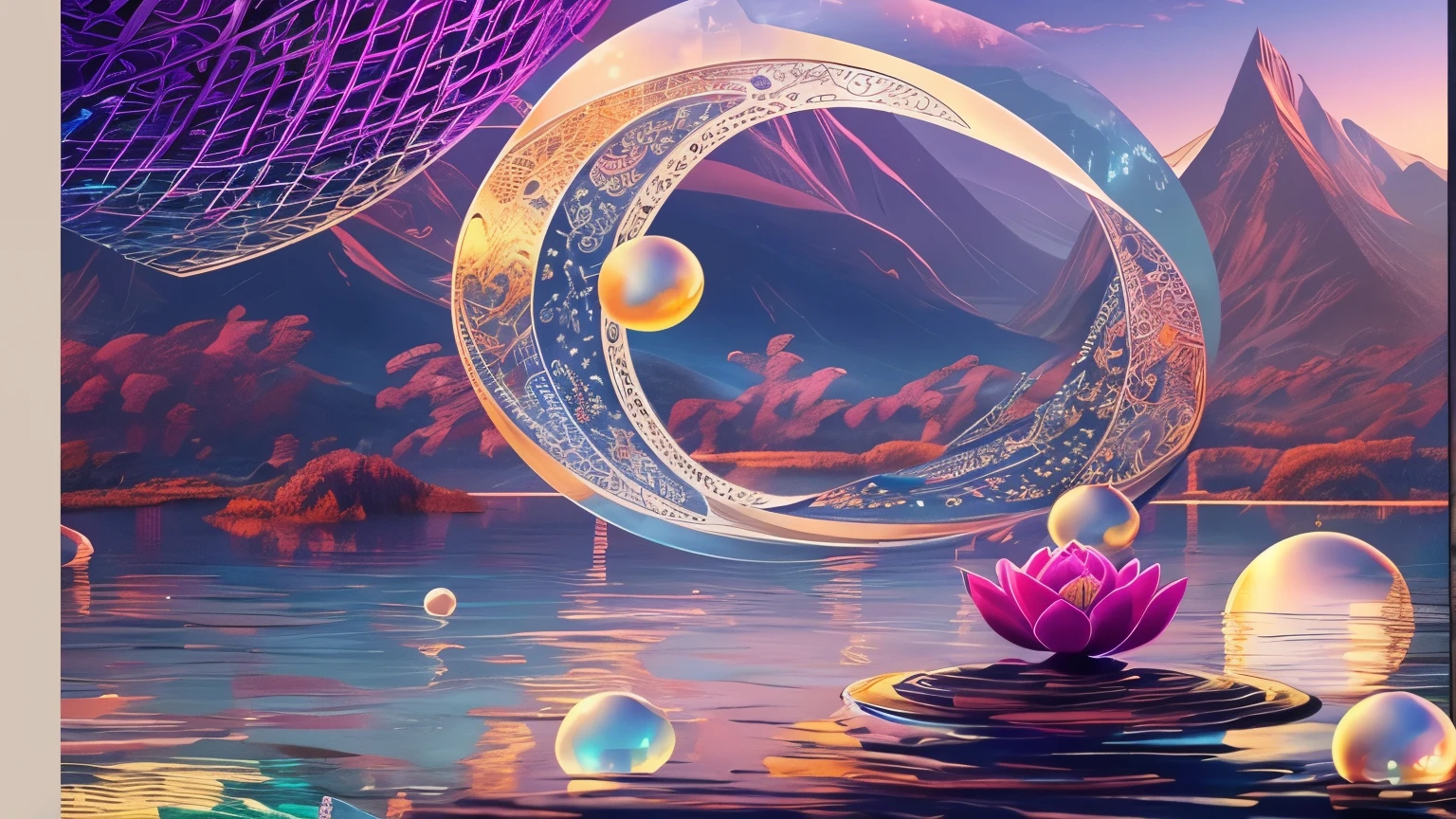 lake with lotus leaves, mountain, trees, boat, The scene should embody the essence of the wild, untouched and thriving. Detailed, immersive, evocative of the circle of life. Inspired by 'Planet Earth' cinematography, 35mm photograph, film, bokeh, professional, 4k, highly detailed, digital Art, perfect composition, beautiful detailed intricate insanely detailed octane render trending on artstation, 8 k artistic photography, photorealistic concept art, soft natural volumetric cinematic perfect light, chiaroscuro, award - winning photograph, masterpiece, oil on canvas, raphael, caravaggio, greg rutkowski, beeple, beksinski, giger, Broken Glass effect, no background, stunning, something that even doesn't exist, mythical being, energy, molecular, textures, iridescent and luminescent scales, breathtaking beauty, pure perfection, divine presence, unforgettable, impressive, breathtaking beauty, Volumetric light, auras, rays, vivid colors reflects, Broken Glass effect, no background, stunning, something that even doesn't exist, mythical being, energy, molecular, textures, iridescent and luminescent scales, breathtaking beauty, pure perfection, divine presence, unforgettable, impressive, breathtaking beauty, Volumetric light, auras, rays, vivid colors reflects