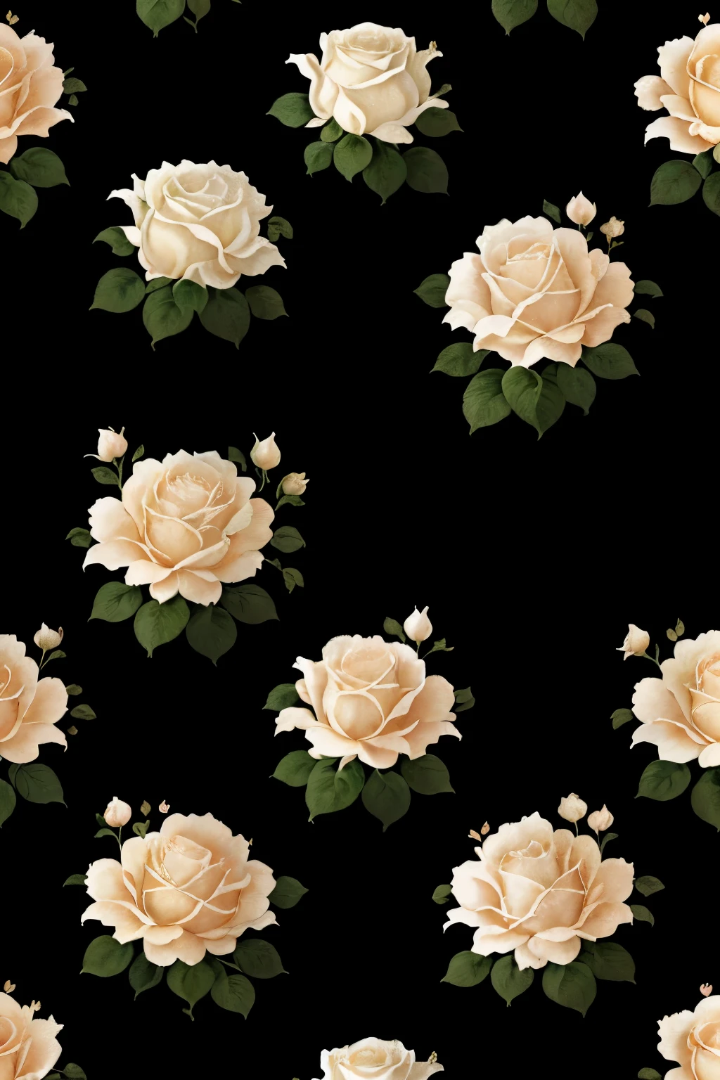 This exquisite image showcases a seamless pattern of white roses beautifully arranged on a textured cream background, painted in the vintage watercolor style reminiscent of artists Georgia O'Keeffe and Mary Cassatt. The delicate and soft petals of the roses blend harmoniously with the dreamy, intricately textured surface, adding depth and character to the design. The soothing color palette and fine details make this floral masterpiece a trending item on Society6, ideal for surface pattern designs. It captures the essence of timeless elegance and grace, invoking a sense of tranquility and beauty.