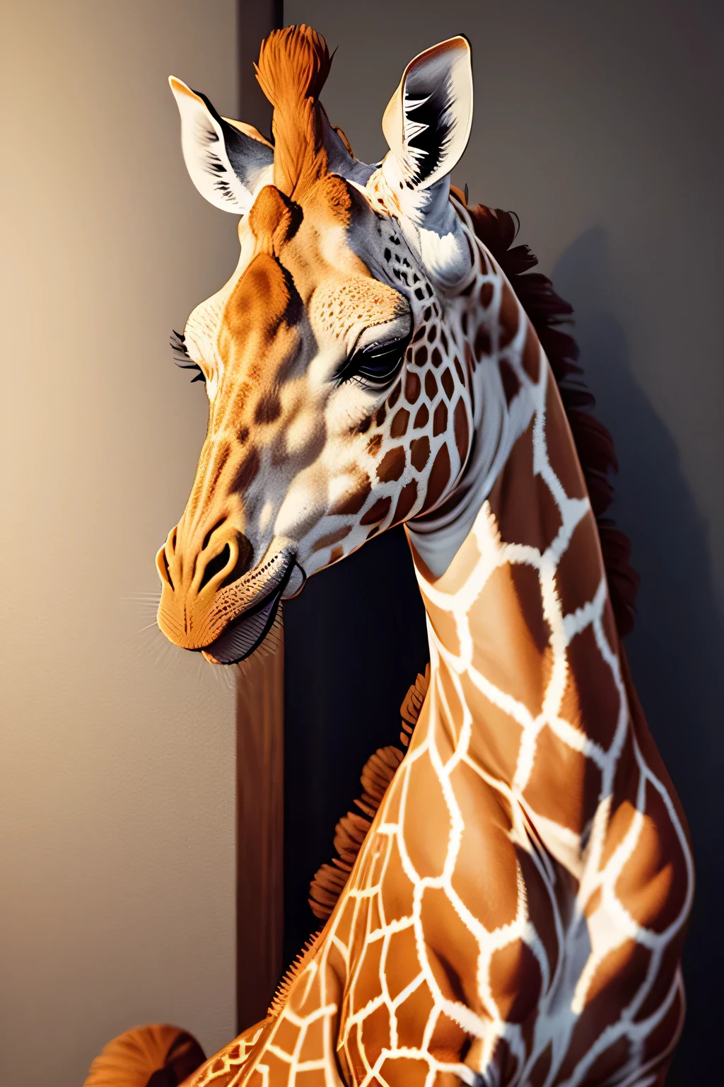 Simple Illustration of a Giraffe:
Capturing the Essence of Giraffe Fur Patterns
Witness the enchanting allure of a perfectly formed giraffe,its simple yet intricate coat adorned with geometric spots. Observe how each graphic spot gracefully embodies the natural beauty of this magnificent creature.
Let's delve into the artistry that is a giraffe's coat. This stunning animal, known for its elongated neck, boasts a coat that portrays a captivating harmony between simplicity and complexity. Each spot, meticulously placed, adds to the overall charm of the giraffe's visage.
The simplicity of the illustration