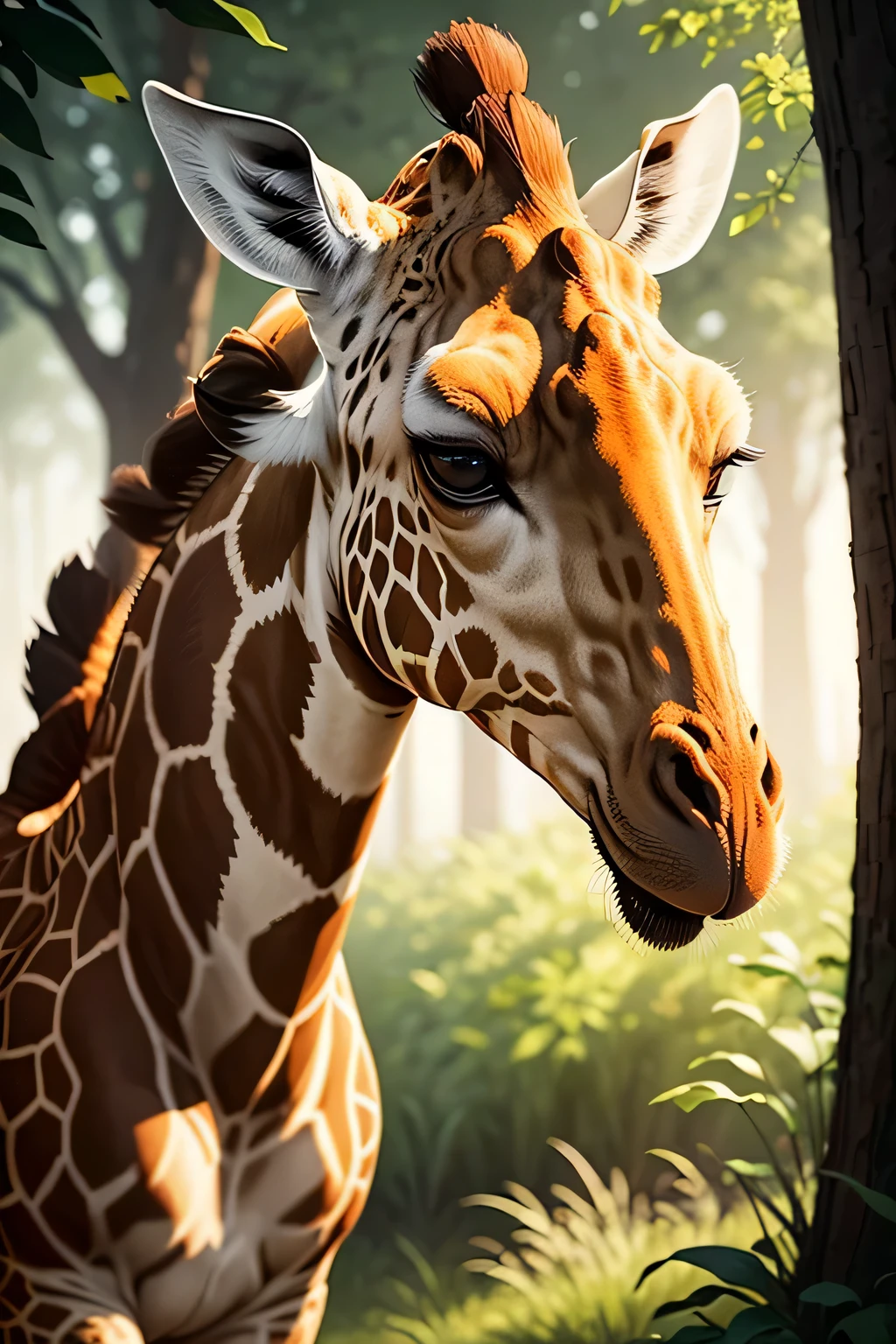 In this captivating simple illustration, the intricate pattern of a giraffe's fur comes to life, showcasing geometric spots of perfection. The gentle curve of the giraffe's neck adds to the allure of its distinctive appearance, making it a truly enchanting sight to behold. Each spot, meticulously formed, adds to the beauty of the giraffe's coat, as if nature itself has carefully brushed each one into existence. The simple yet detailed rendering encapsulates the essence of the animal, making it an artwork that inspires wonder and admiration.