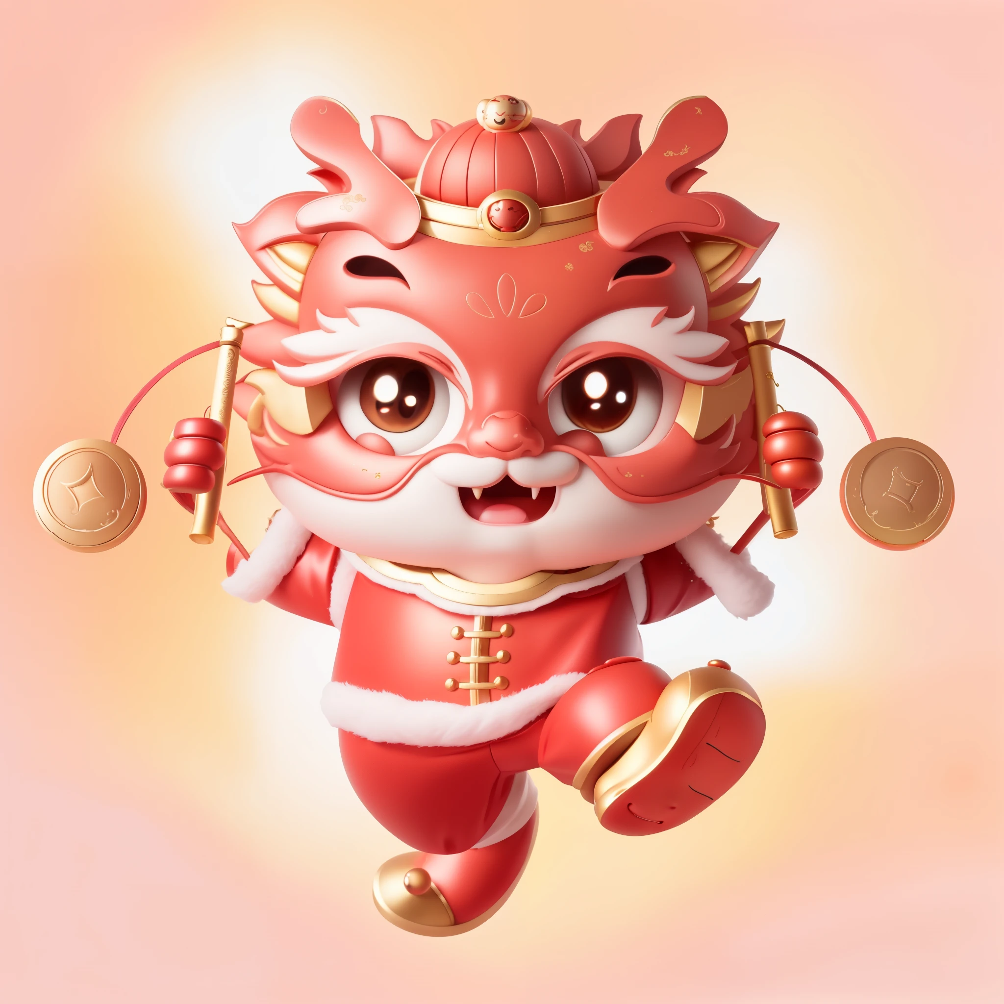 Cartoon dragon wearing chinese costume and gold coins, Sun Wukong, mascot illustration, god of wealth, Popular topics on cgstation, cute的数字, Lovely and detailed digital art, A red cartoon dragon,Holding a red lantern,Chinese style,cute,high quality,(masterpiece), (extreme), (super detailed),(Body:1.9), 8k resolution,Black background, Sunlight, cute的, (Big head:1.8), Smile, open mouth, blush, (Beautiful and detailed face), (Beautiful and delicate eyes),
