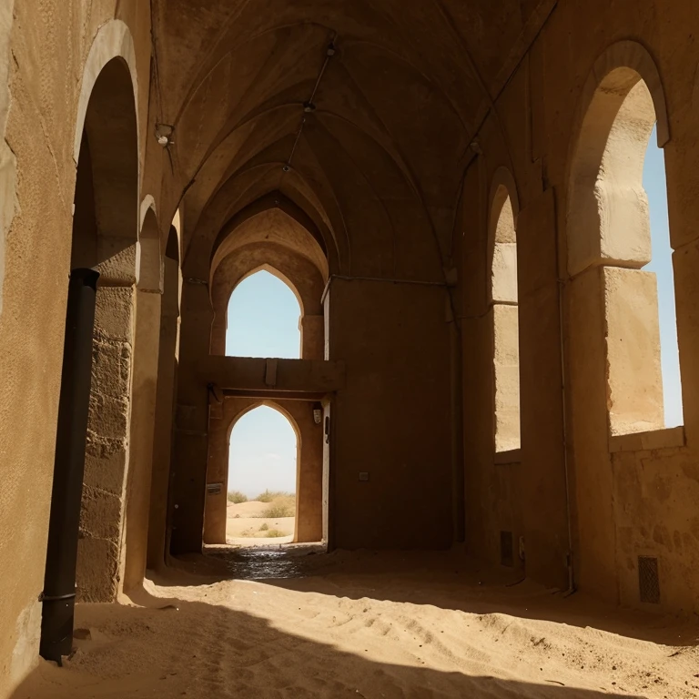 edge lighting, background lighting, Amazing architectural details, complete structure of the building, (ar livre), Q version cartoon style, (Dilapidado, deserto), (Carriage Factory)