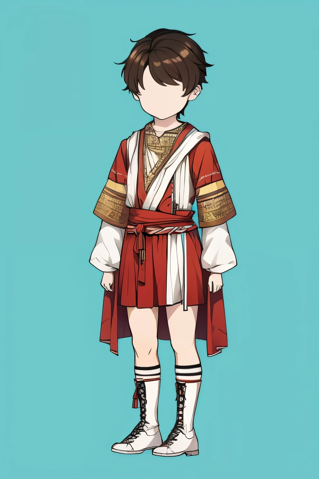 boy，standing，Ancient costume，Knee-white over-the-knee，white shoes