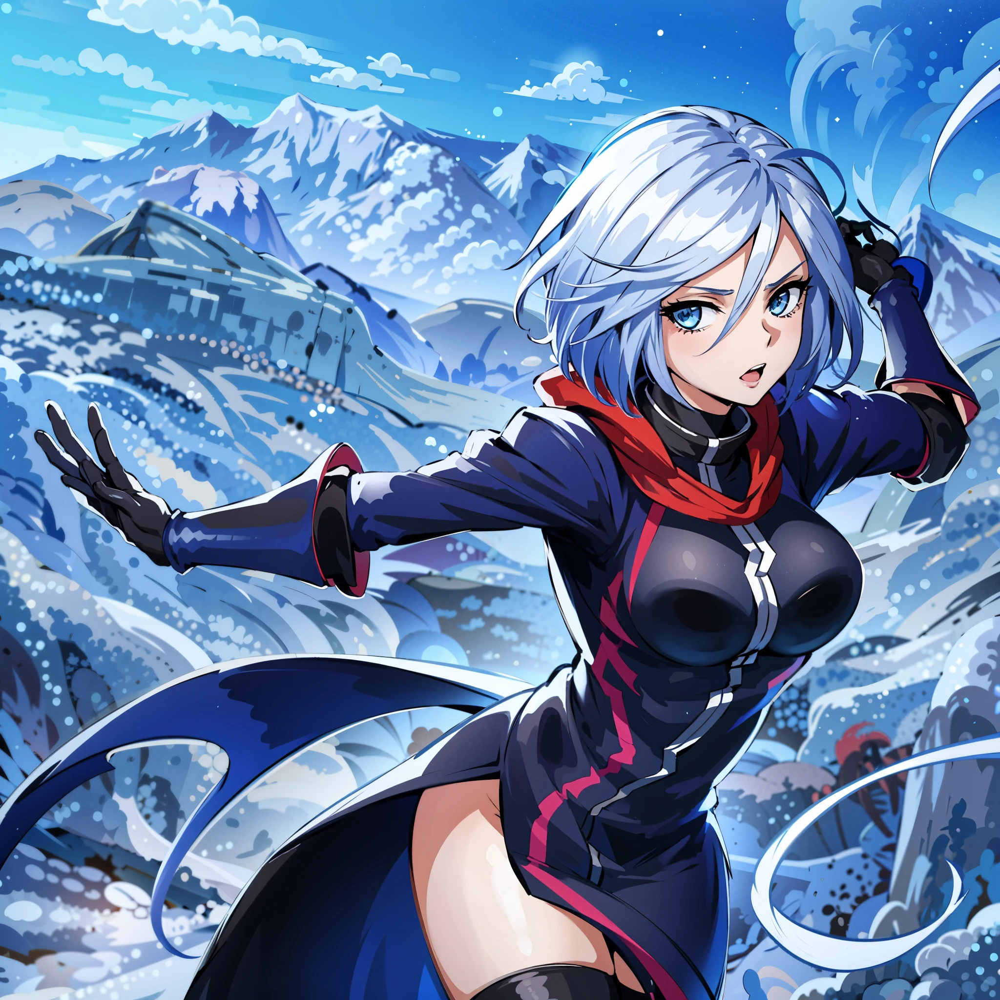Silver hair, blue eyes, un gros plan d'une personne vêtue d'une robe, style anime comme le destin/Rester la nuit, style artistique anime de haute qualité, Grand Ordre du Destin, art d'anime numérique avancé, Style d'anime épique, style animé 4k, Oeuvre officielle, fille anime d'action féminine, image d'avatar, 2. oeuvre fantastique d'anime cgi 5 d, Art d'anime clé détaillé, style de duelyste