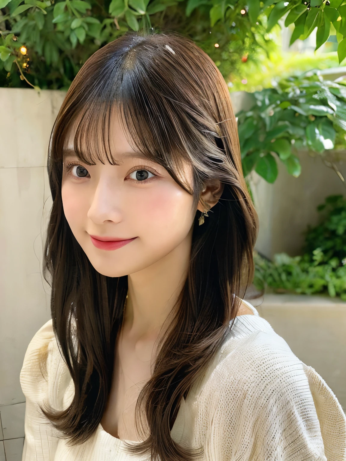Hermosa chica japonesa de cabello largo y lacio deojos grandes verdes, piel de porcelana, hermoso rostro asiatico, aesthetic and pretty face, rostro bonito, japanese makeup, rostro delgado, cuerpo delgado y bonito, cuerpo perfecto. Foto de perfil.