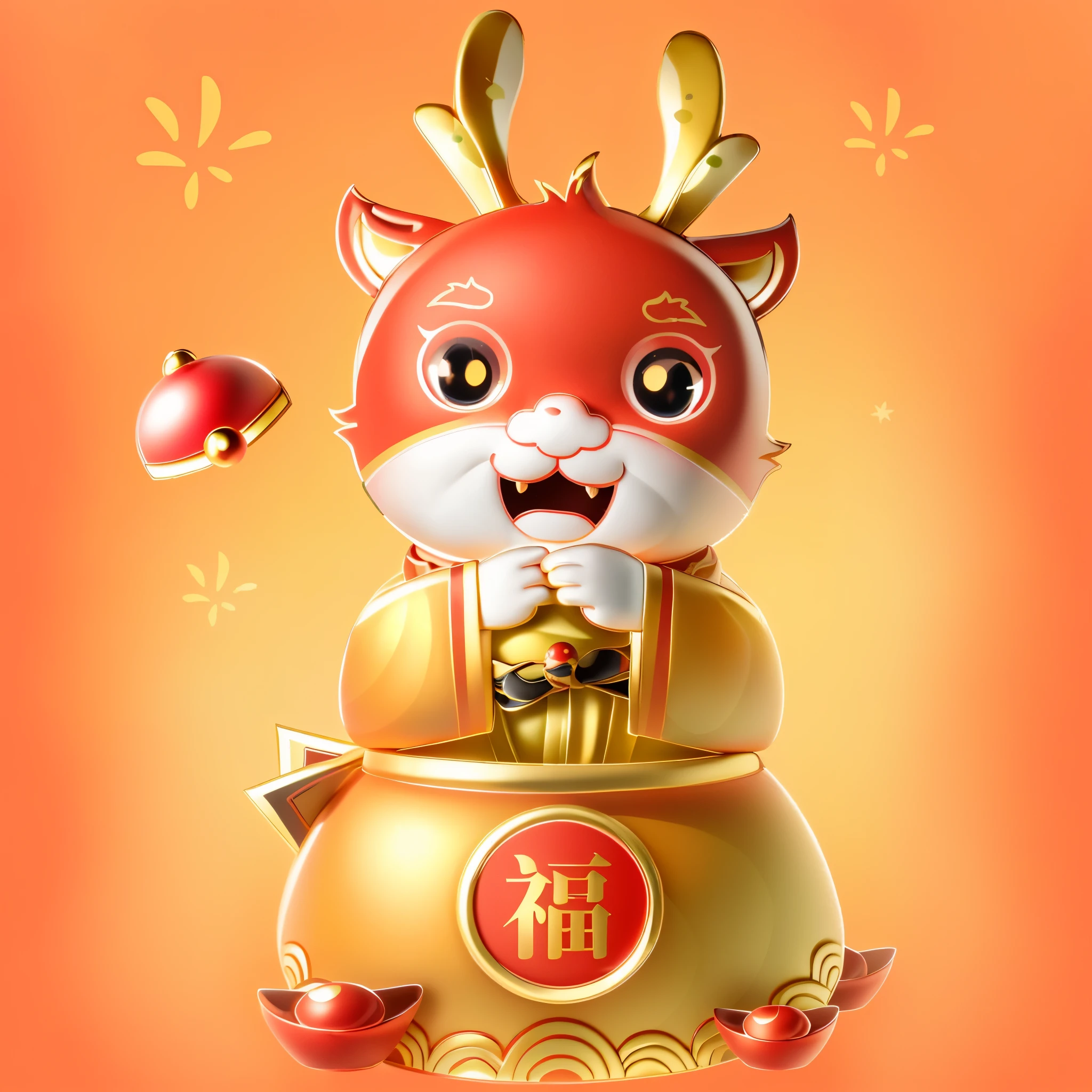Cartoon cat with chinese text and pot of gold, an anthropomorphic deer, mascot illustration, anthropomorphic deer, image, Japanese mascot, Cartoon tofu potatoes, sha xi, telegram stickers, Shui Mo Hua, mob_Features, god of wealth, Full color illustration, telegram stickers design, Celebrating Chinese New Year in Shanghai,cute的 lion, Shui Mo Hua, cute的:2, Huanglongtou Festival, exciting illustrations,mascot illustration, god of wealth, Popular topics on cgstation, cute的数字, Lovely and detailed digital art, A red cartoon dragon,Holding a red lantern,Chinese style,cute,high quality,(masterpiece), (extreme), (super detailed),(Body:1.9), 8k resolution,Black background, Sunlight, cute的, (Big head:1.8), Smile, open mouth, blush, (Beautiful and detailed face), (Beautiful and delicate eyes),