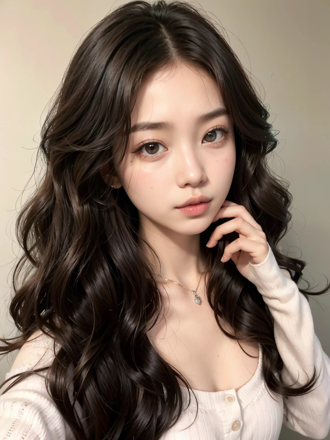 Un primer plano de una mujer con el pelo largo que lleva una camisa negra, ulzzang, Jennie rosa negra, muchacha coreana, hermosa joven coreana, hermosa joven coreana, hermosa mujer surcoreana, joven y adorable rostro coreano, maquillaje coreano popular, rasgos de la cara coreana, maquillaje popular de corea del sur, pale korean adorable face, Beautiful asian girl, asian features, jinyoung shin