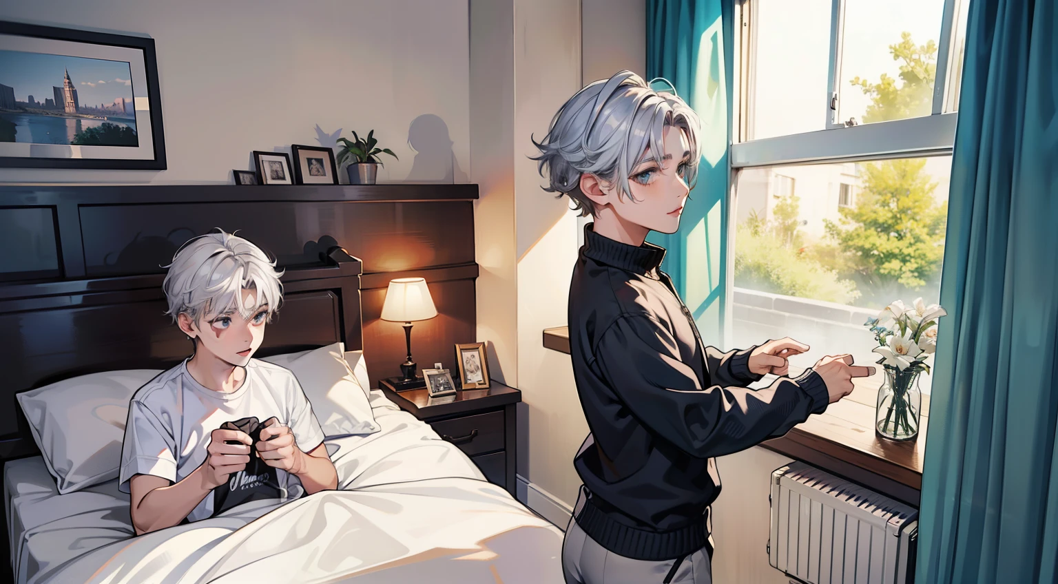 dos chicos, Silver haired boy they are they are brothers