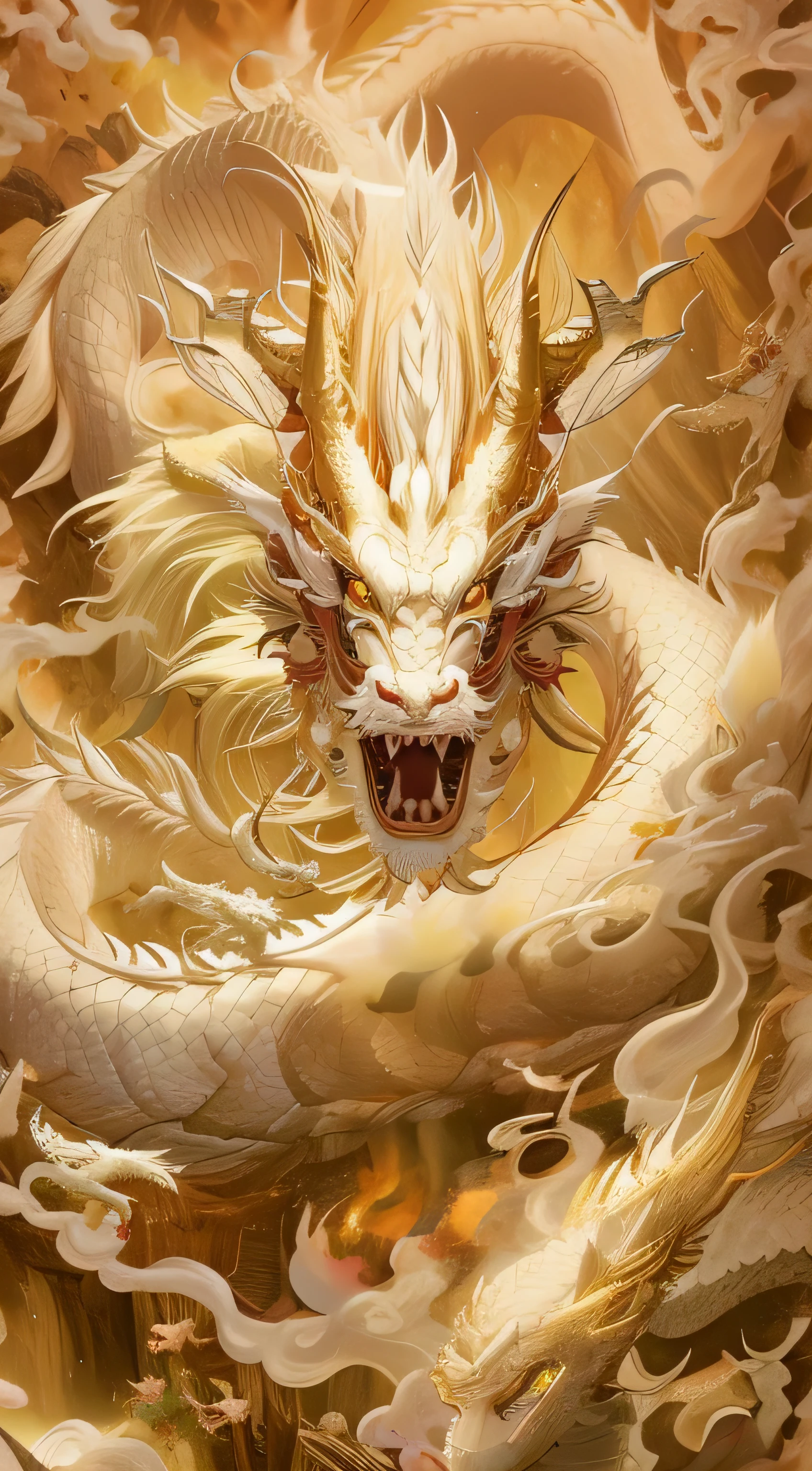 Close-up of a dragon with a big mouth and lots of fire, majestic japanese dragon, smooth Chinese dragon, Chinese dragon, dragon藝術, golden dragon, dragon神, Chinese dragon concept art, legendary dragon, dragon油畫, dragon, 背景中的dragon, dragon作为背景, 中國絲綢3Ddragon, 史詩dragon, 鳳凰dragon