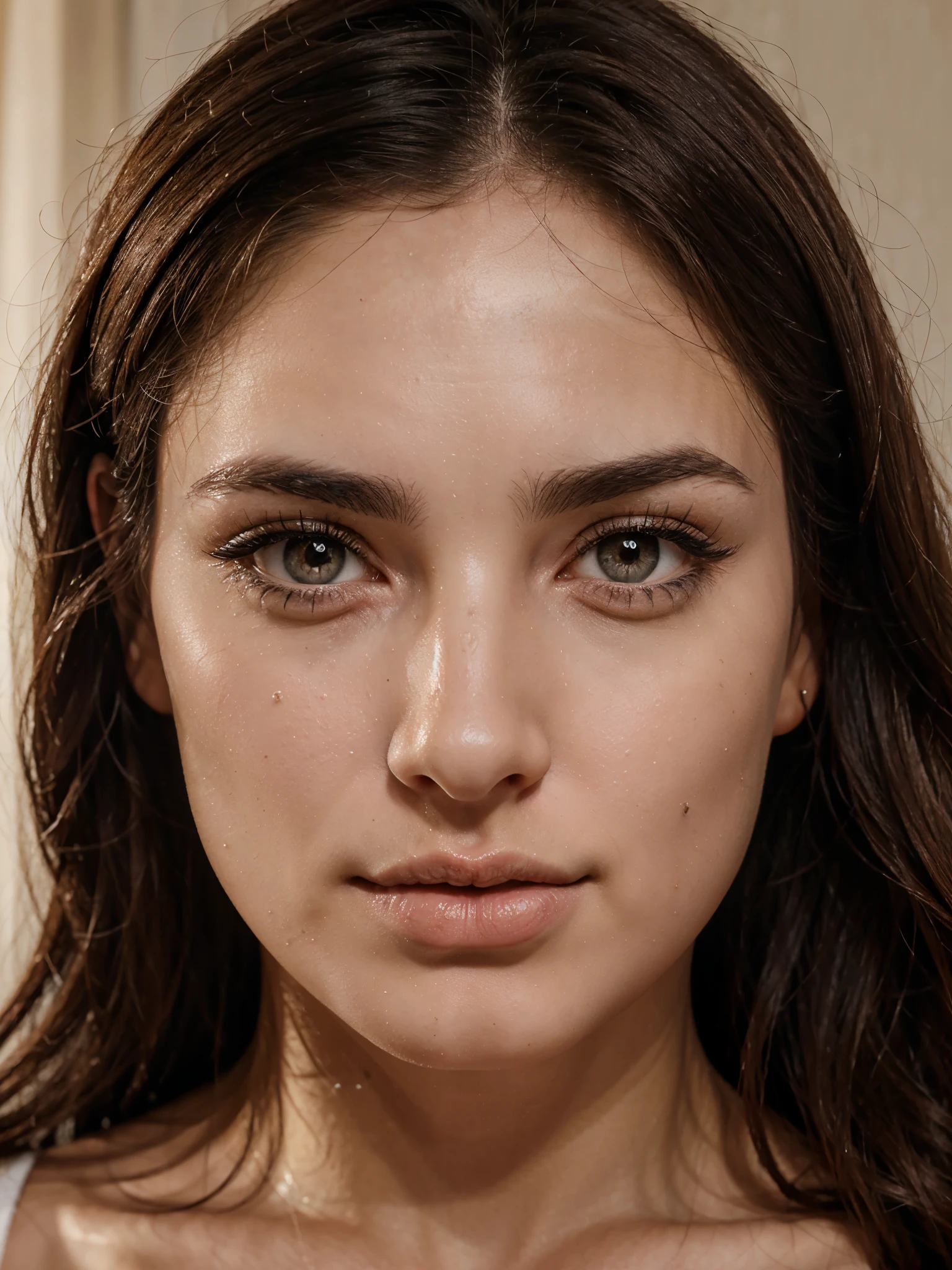 Beautiful italian woman with distinguished eyes, brown eyes, realistic eyes, realistic nose, realistic ears, realistic hair, realistic skin, clean skin, realistic portrait, HDR, 4K, realistic eyebrows, realistic long eyelashes, realistic full lips