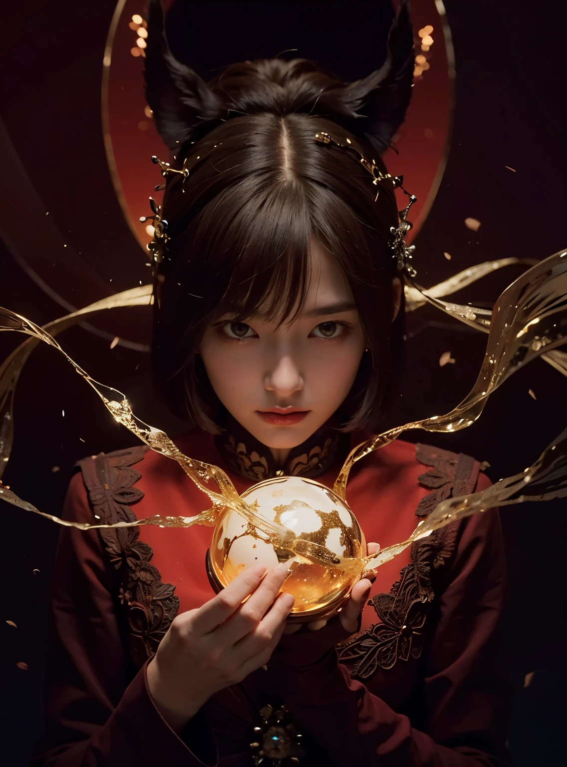 (Best quality, 8k, 32k, Masterpiece, UHD:1.2) "Generate a captivating artwork featuring a young Japanese girl model with short, sleek black hair styled in a chic bob haircut. Envision her bathed in dramatic cinematic lighting, creating an atmosphere of allure and mystery. Emphasize a romantic aesthetic vibe, showcasing the model in a poised and elegant pose that evokes a sense of intimacy and sophistication. Utilize warm and soft tones to enhance the romantic ambiance, and consider incorporating elements like flowing fabrics or flowers to add a touch of ethereal beauty. Capture the essence of romance and beauty through the model's expression, the play of light and shadows, and the overall aesthetic, creating a visually compelling and emotionally resonant piece." (perfect eyes), flawless skin, flawless face, cinematic, tight body, ((well-proportion female hands)), ((female hands with five digits)) ((Body is well proportioned)), ((chic bob haircut)), horse, ((lingerie))