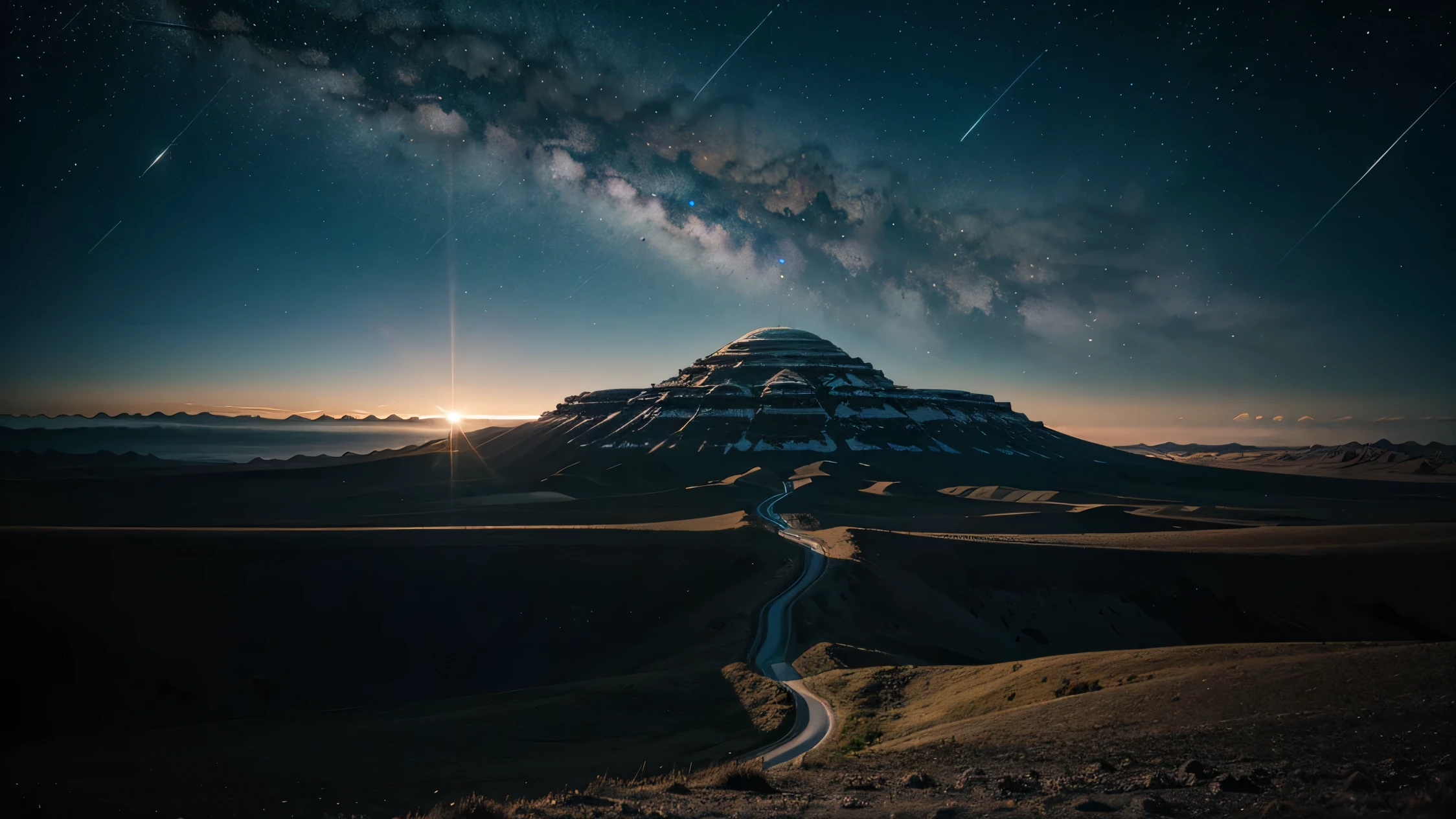 Alien landscape, stars, clear sky