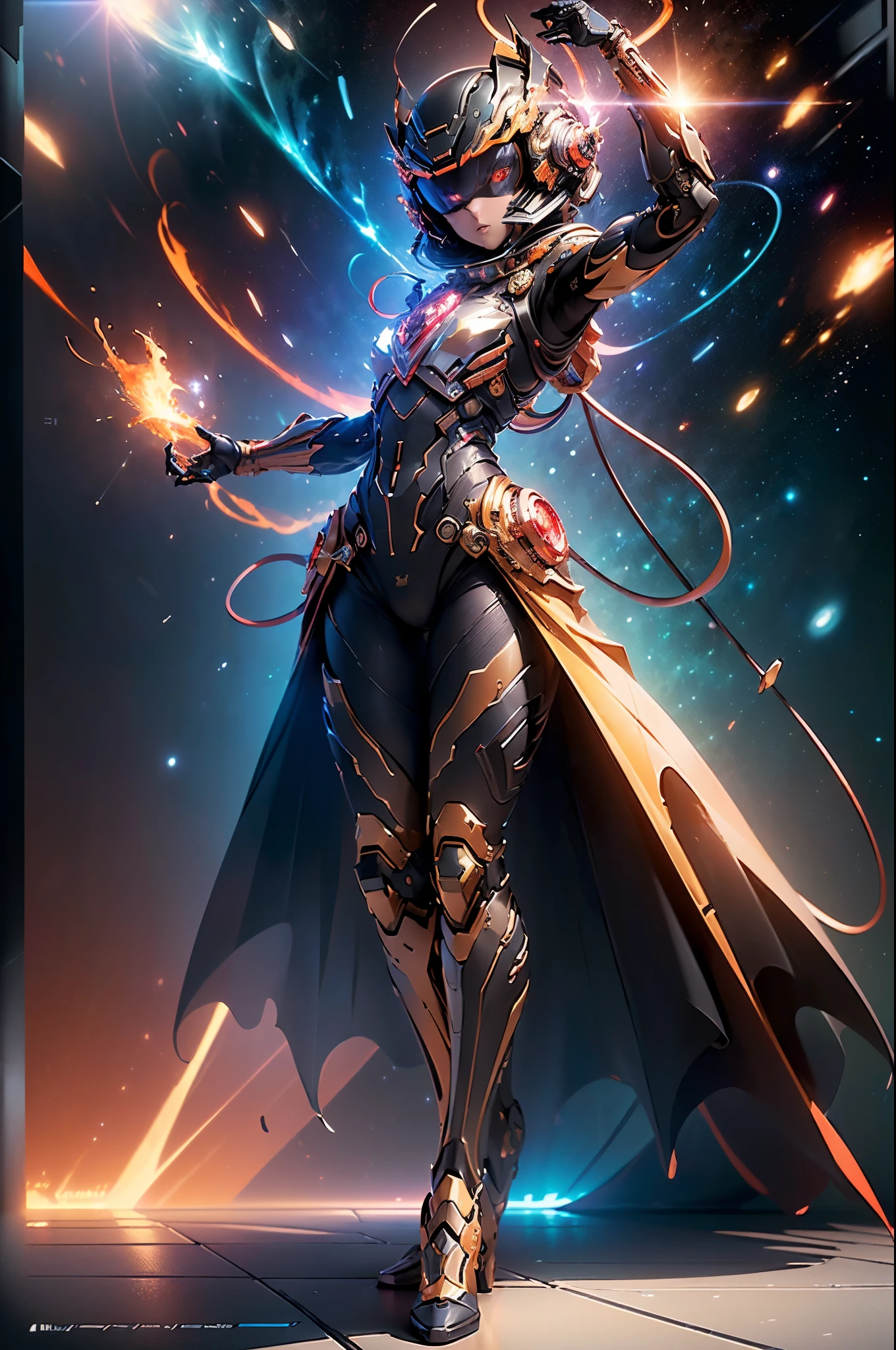 (Dynamic angle:1.4), ((Full body posing:1.5), (colorful:1.2), (extremely detailed CG unity 16k wallpaper:1.1), (Denoising strength: 1.45), (tmasterpiece:1.37), ((official art)), (colorful:1.2), 1boy, (fbot), helmet, . In space, red eyes, god rays, sparkle, glowing light, ((masterpiece)), ((best quality)), UHD, award winning