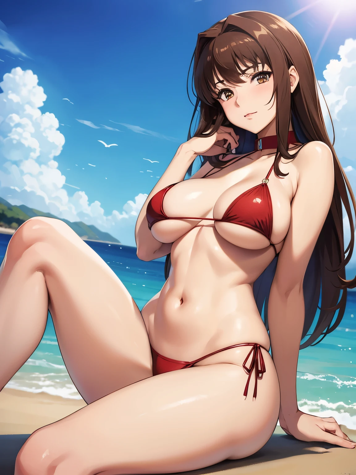 Marie Ramius,Gundam SEED,brown hair,big breasts,bikini