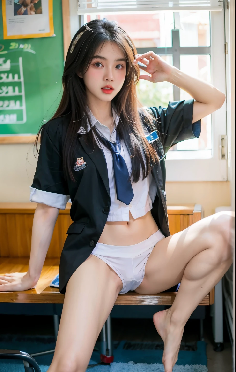 Thai girl,School uniform,Not wearing underwear,Spread pussy,pussy