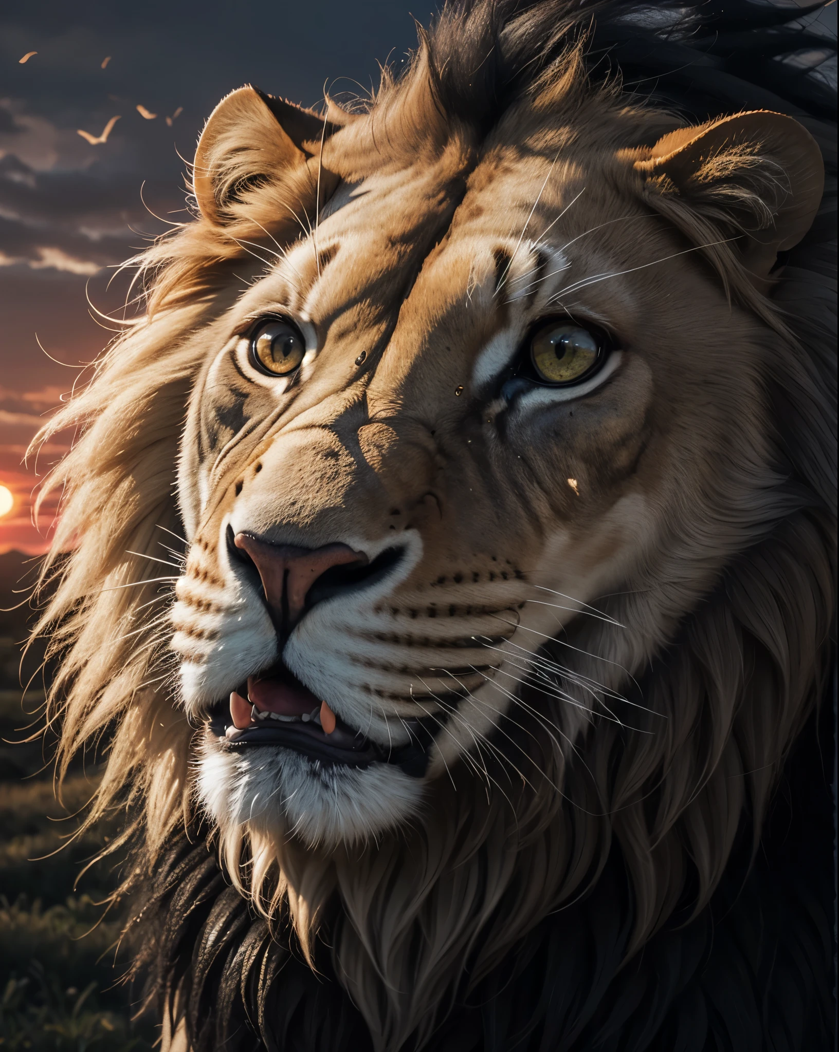 Lion, Divine Lion, naturais, Natureza, Natureza, Linda, renderizado, fotorrealista, UltraHD, 4k, texturasdetalhadas, thunders, sombras detalhadas, cores detalhadas, por do sol, sol se pondo, Sunset, Natureza Linda, Great Divine, por do sol, contraste detalhado, contraste realista, high resolution, cores detalhadas, fogo, eletricidade, divina criatura, 8k, Detailed Realistic, 16K, 8K, HD, contraste detalhado, contraste realista, high resolution, cores detalhadas, fogo, eletricidade, divina criatura, 8k, Detailed Realistic, Elegante, 