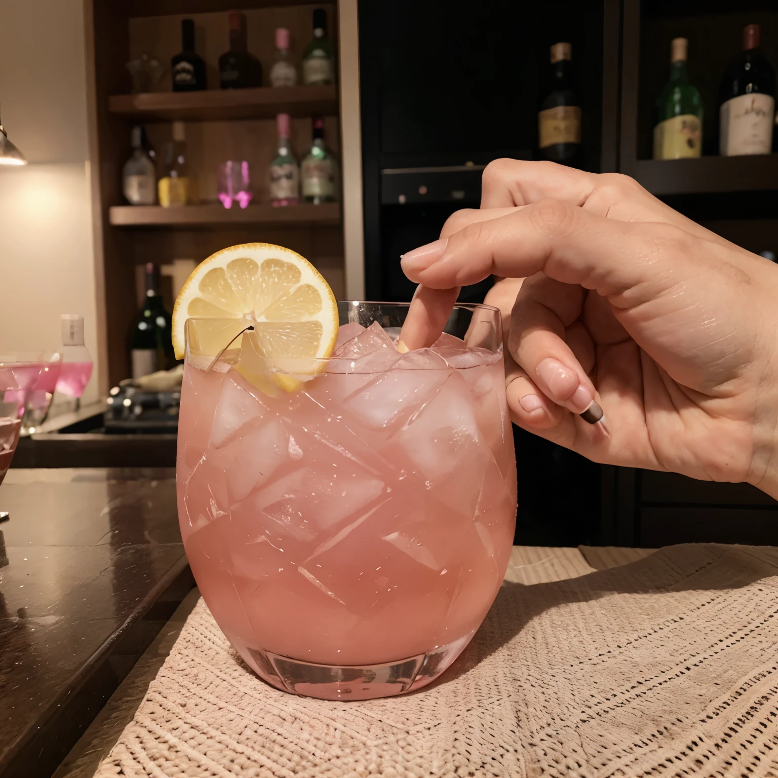 Cocktail , pink, hand.