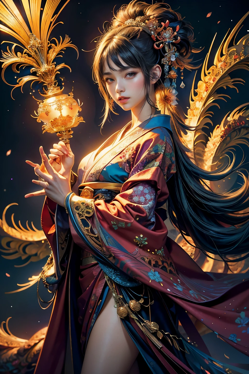 official art, unity 8k wallpaper, ultra detailed, beautiful and aesthetic, masterpiece, best quality, (zentangle,tangle, entangle), (fractal art:1.4),1girl, extremely detailed, dynamic angle, cowboyshot, (the most beautiful form of chaos), elegant, (vivid colors),(full body:0.8),Chinese,(thangka apsaras:1.5),(ribbon:1.3),(Dream:1.5),(hanfu:0.7),(smile:0.5),(chinese deities),(chibi)