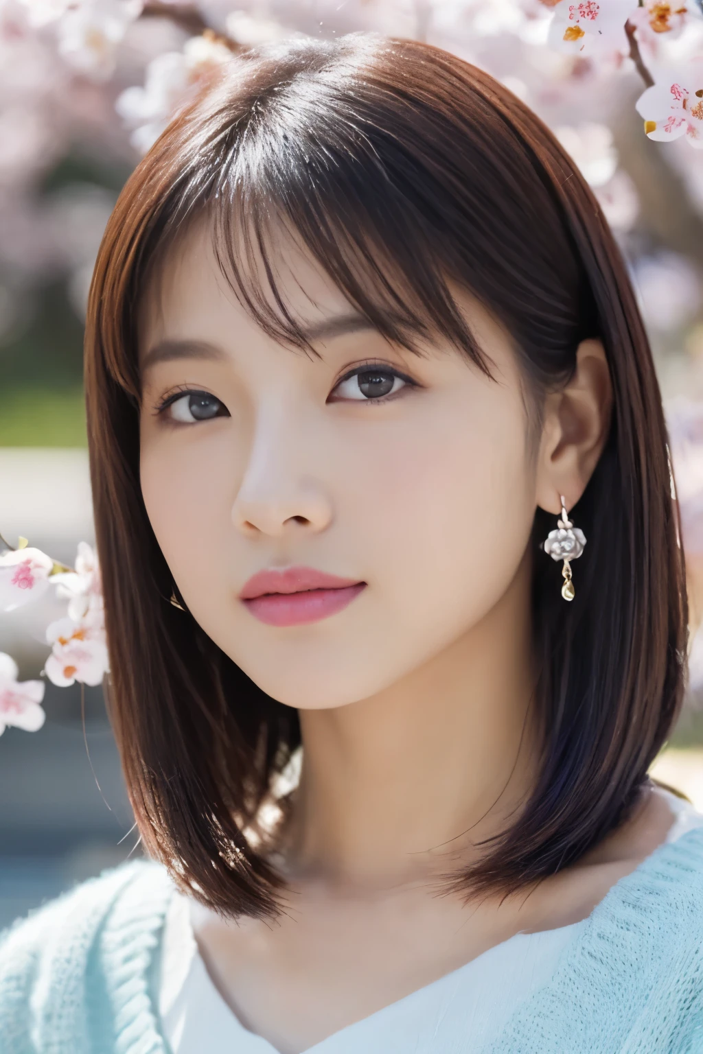 1 girl, (Spring outfit in pastel colors:1.2), beautiful japanese actress, 
looks great in the photo, Yukihime, long eyelashes, snowflake earrings,
(RAW photo, highest quality), (realistic, Photoreal:1.4), (table top), 
beautiful and detailed eyes, thick and beautiful lips, highly detailed eyes and face, 
break
(Plum blossomを愛でる少女:1.3), 
(Plum blossom), (blue sky),
dramatic lighting, great atmosphere, 
break 
Perfect Anatomy, slender body, small, short hair, parted bangs, angel smile, 
Crystal Skin, clear eyes, Strobe photography, catch light