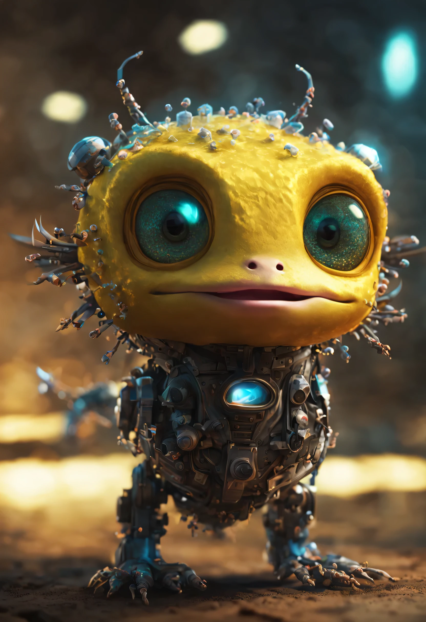 ultra muy detallado, linda caricatura robot-axolotl, arte conceptual, Vadim Kashin, Gran angular, Claroscuro, luz de llanta, cinematic light, cinematic effects, Ultra texturizado, ultra muy detallado, Estiliza 1000, vignette, destacar, Efecto vidrio roto, sin antecedentes, impresionante, algo que ni siquiera existe, be mythical, Energy, molecular, texturas, escamas iridiscentes y luminiscentes, impresionante belleza, Pure perfection, presencia divina, inolvidable, impresionante, impresionante belleza, volumetric light, auras, rayos, Los colores vivos reflejan, amarillo negro